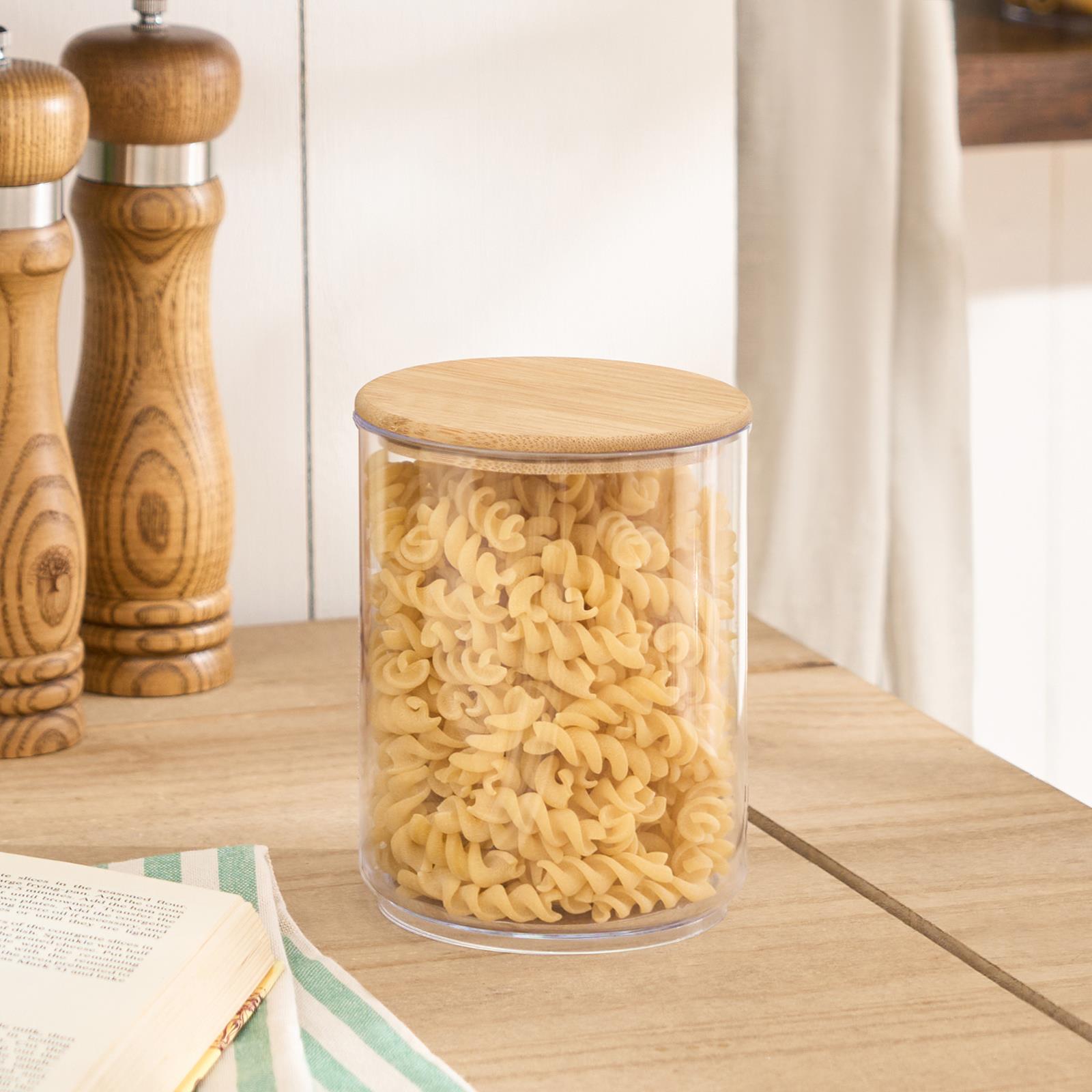 Clear Storage Tub with Lid Pasta Dry Food Container Fresh Durable Plastic Bamboo