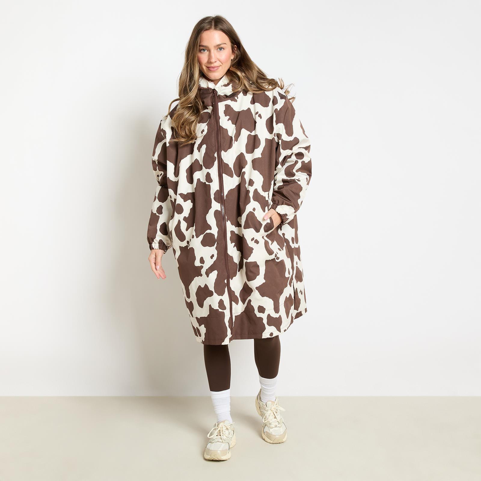 OHS Coat Drying Robe Animal Print Sherpa Lined Water Resistant Oversized