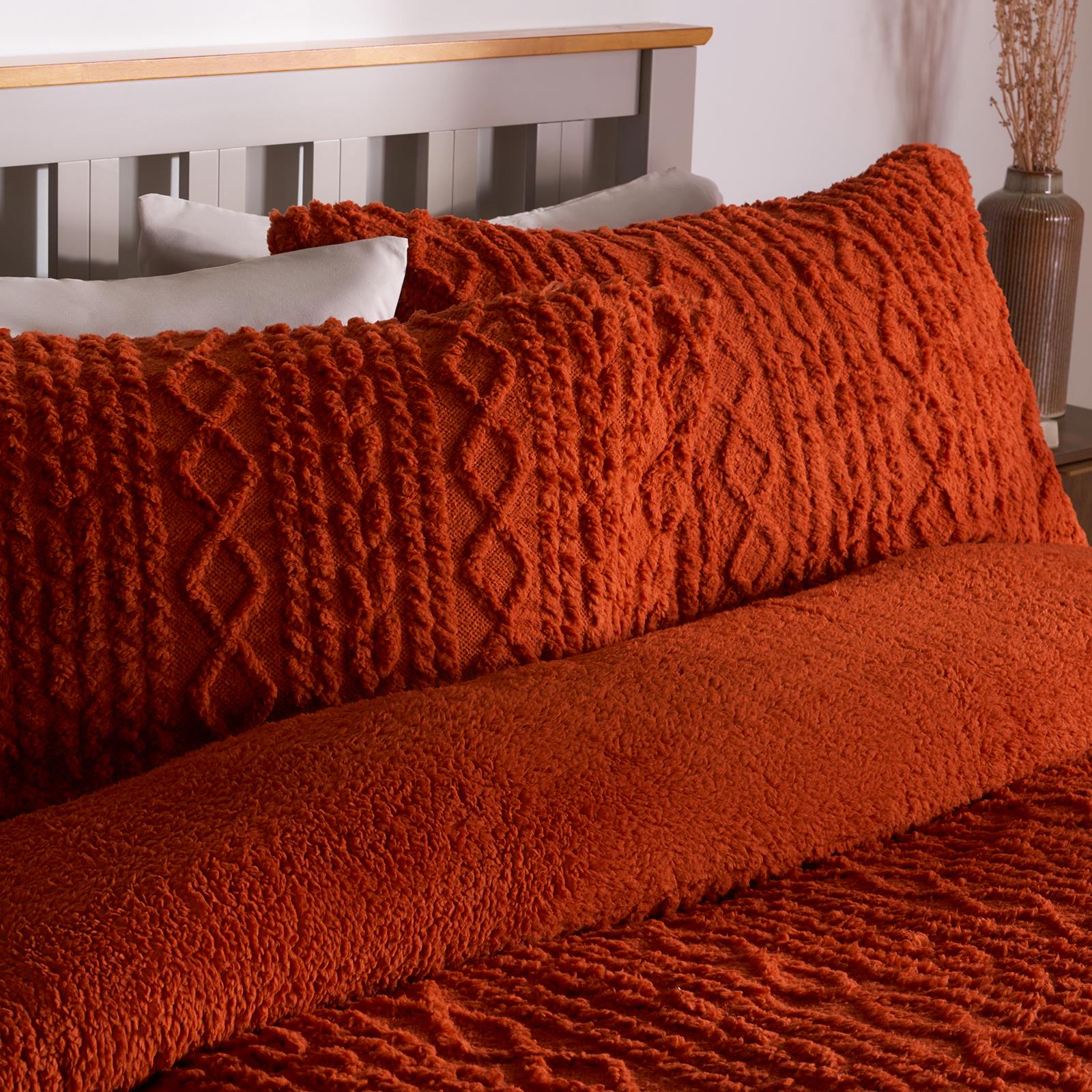 OHS Cable Knit Bedding Set Reversible Fleece Quilt Duvet Cover with Pillowcase