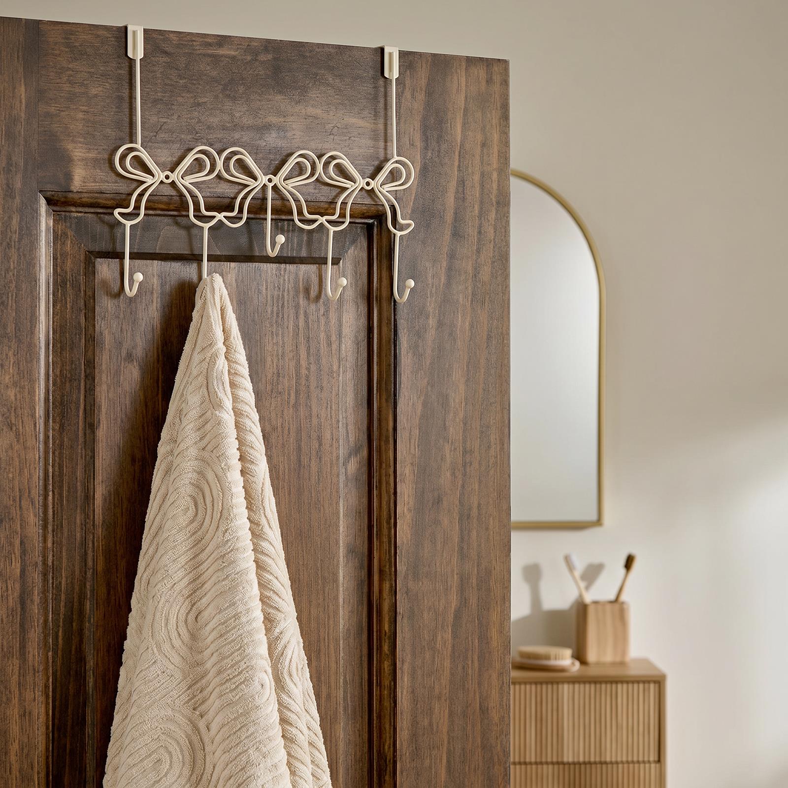 OHS Bows Over the Door Hook Hanger 5 Hooks Metal Coats Towel Rack