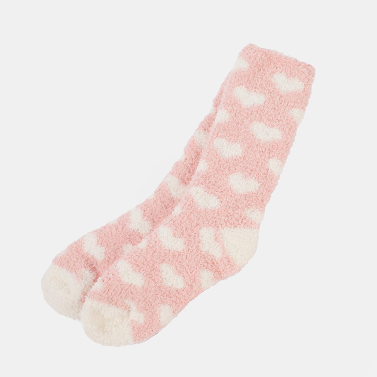 OHS Fluffy Bed Socks Ladies 3 Pairs Winter Fleece Heart Slipper Soft Warm Gift