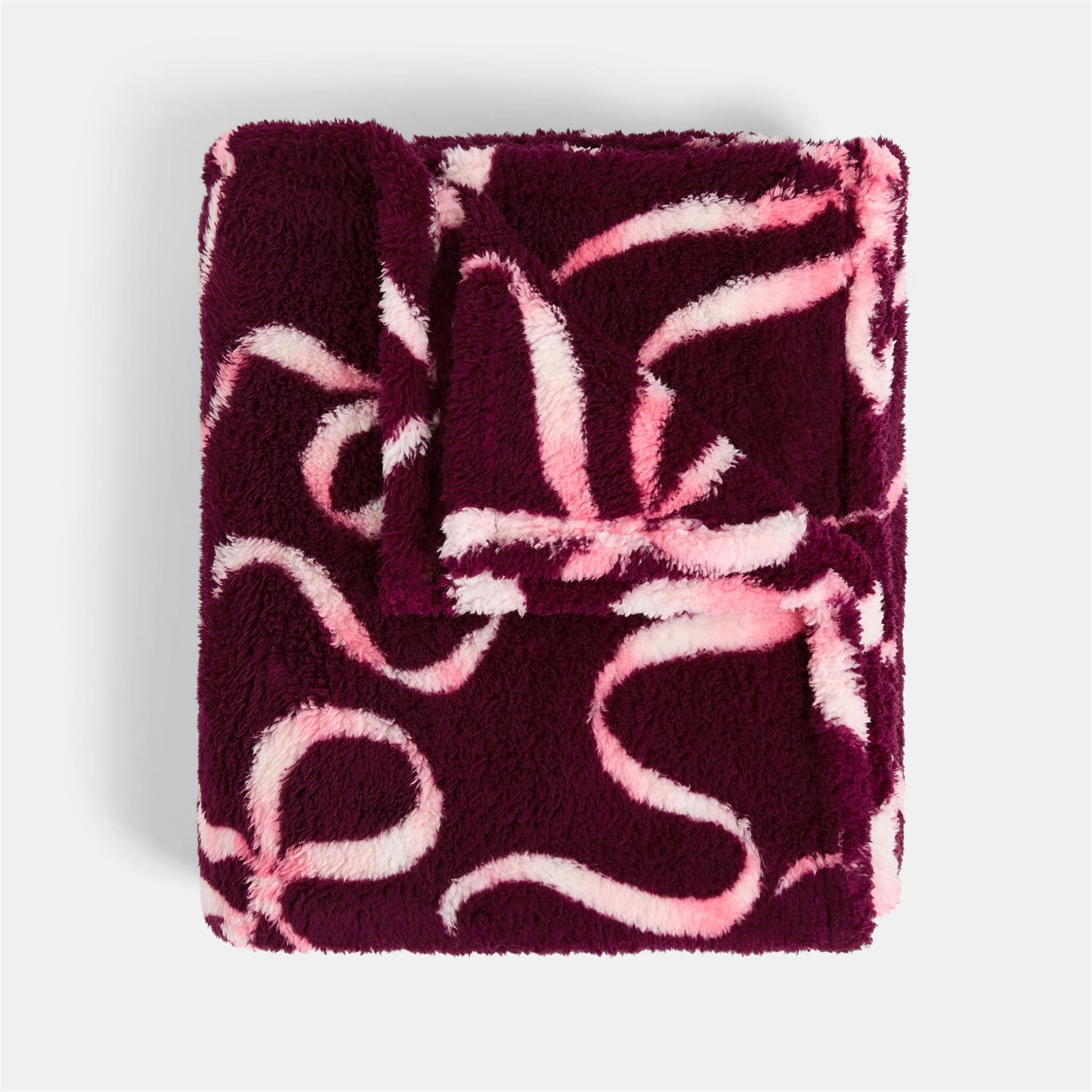 OHS Teddy Fleece Blanket Festive Bow Ribbon Supersoft Warm Thermal Throw