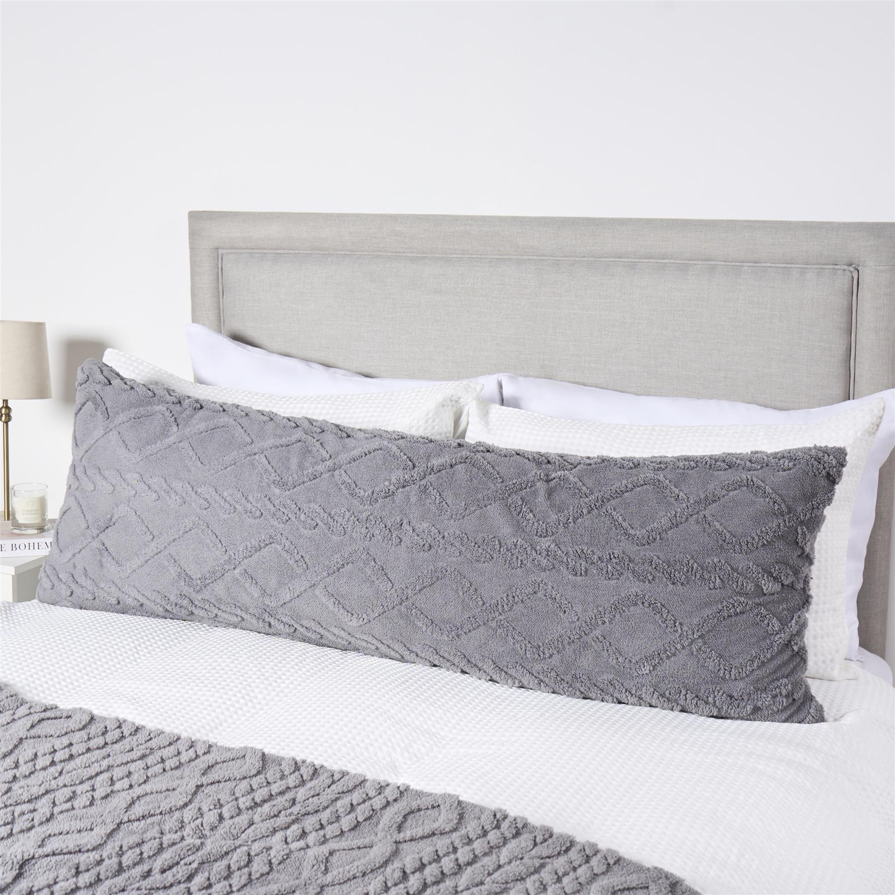OHS Cable Knit Bolster Cuddle Cushion Fleece Back Support Filled Reading Pillow