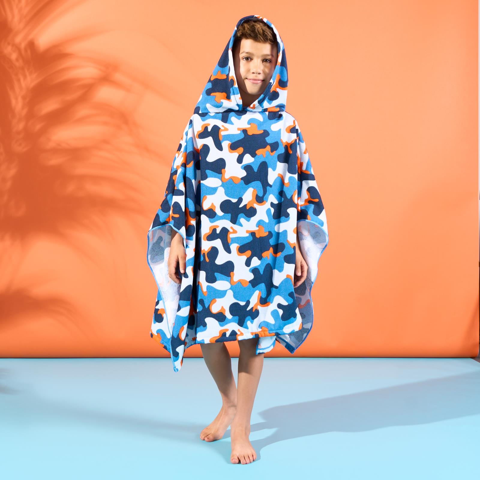 Kids Poncho Beach Towel Hooded Quick Dry Microfibre Holiday Swimming Absorbent - Picture 19 of 139