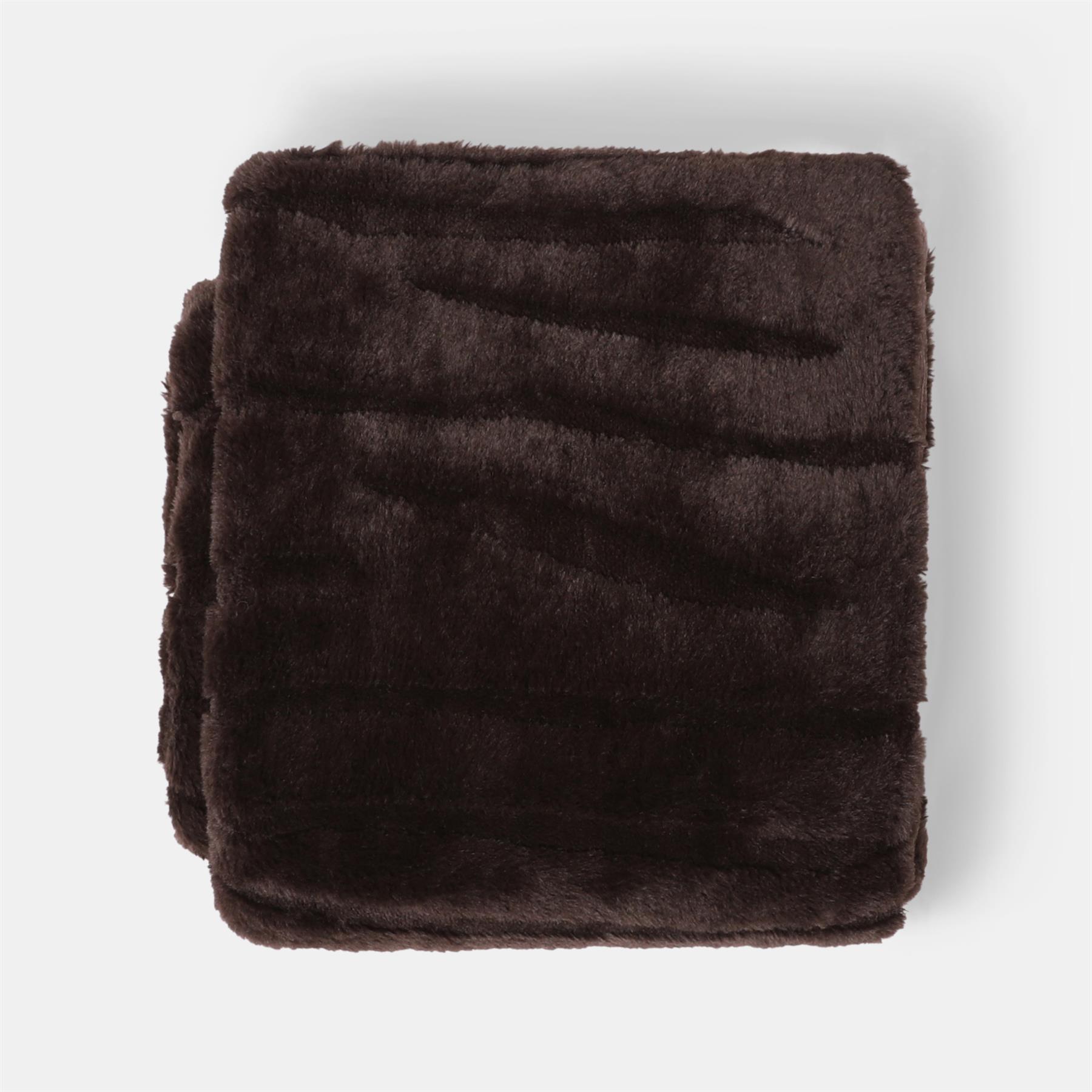 OHS Faux Fur Ribbed Fleece Throw Over Bed Blanket Supersoft, Green - 150 x 200cm