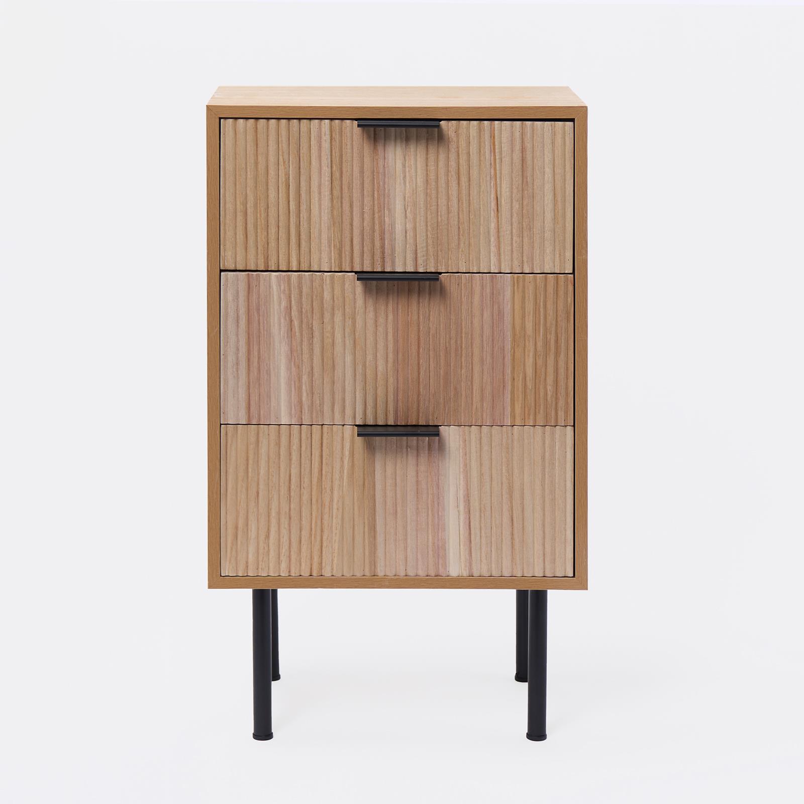 Ribbed Bedside Table Modern Bedroom 3/4 Draw Office Nightstand Living Room Unit - Picture 32 of 71