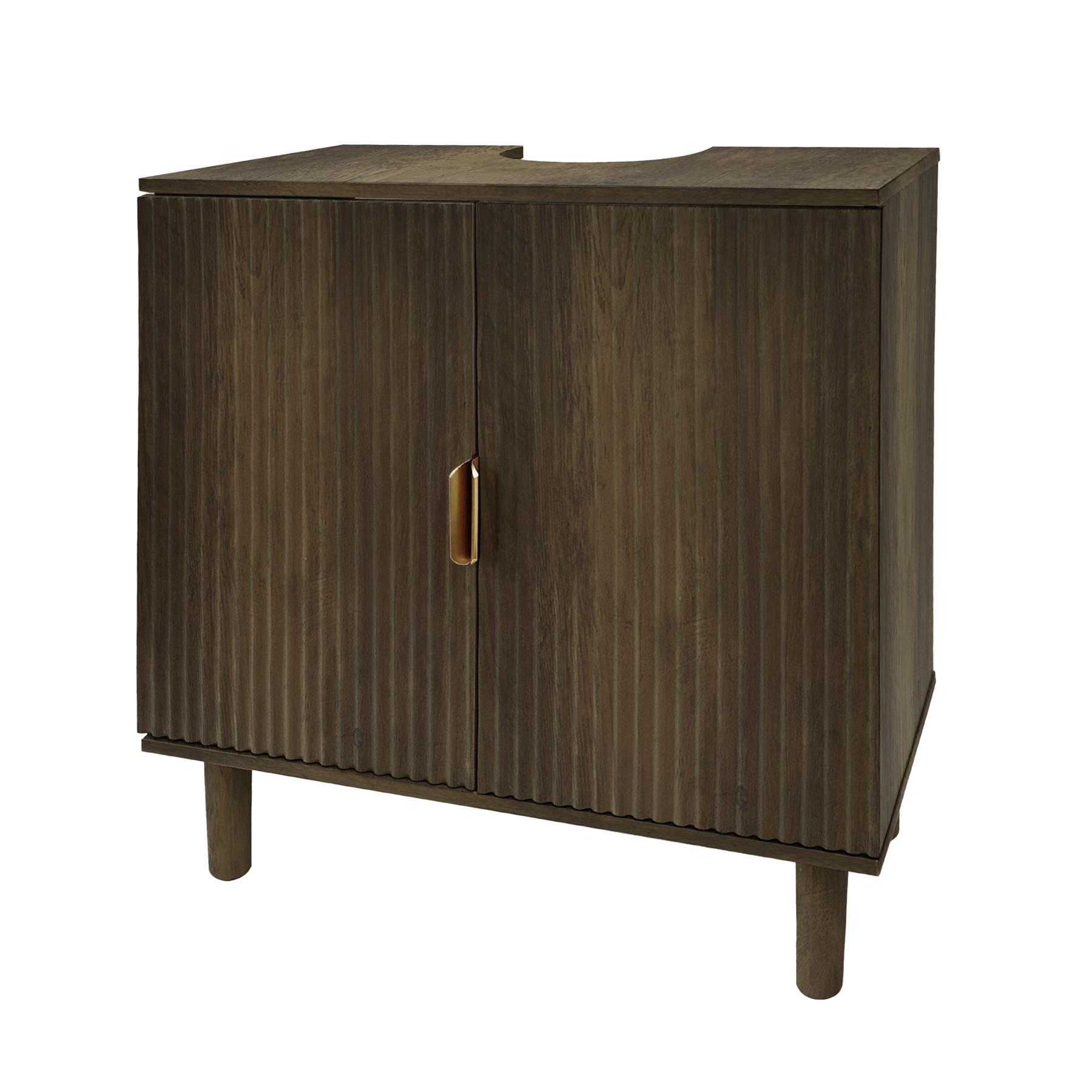 OHS Under Sink Bathroom Cabinet Ribbed Engineered Wood Storage Organiser