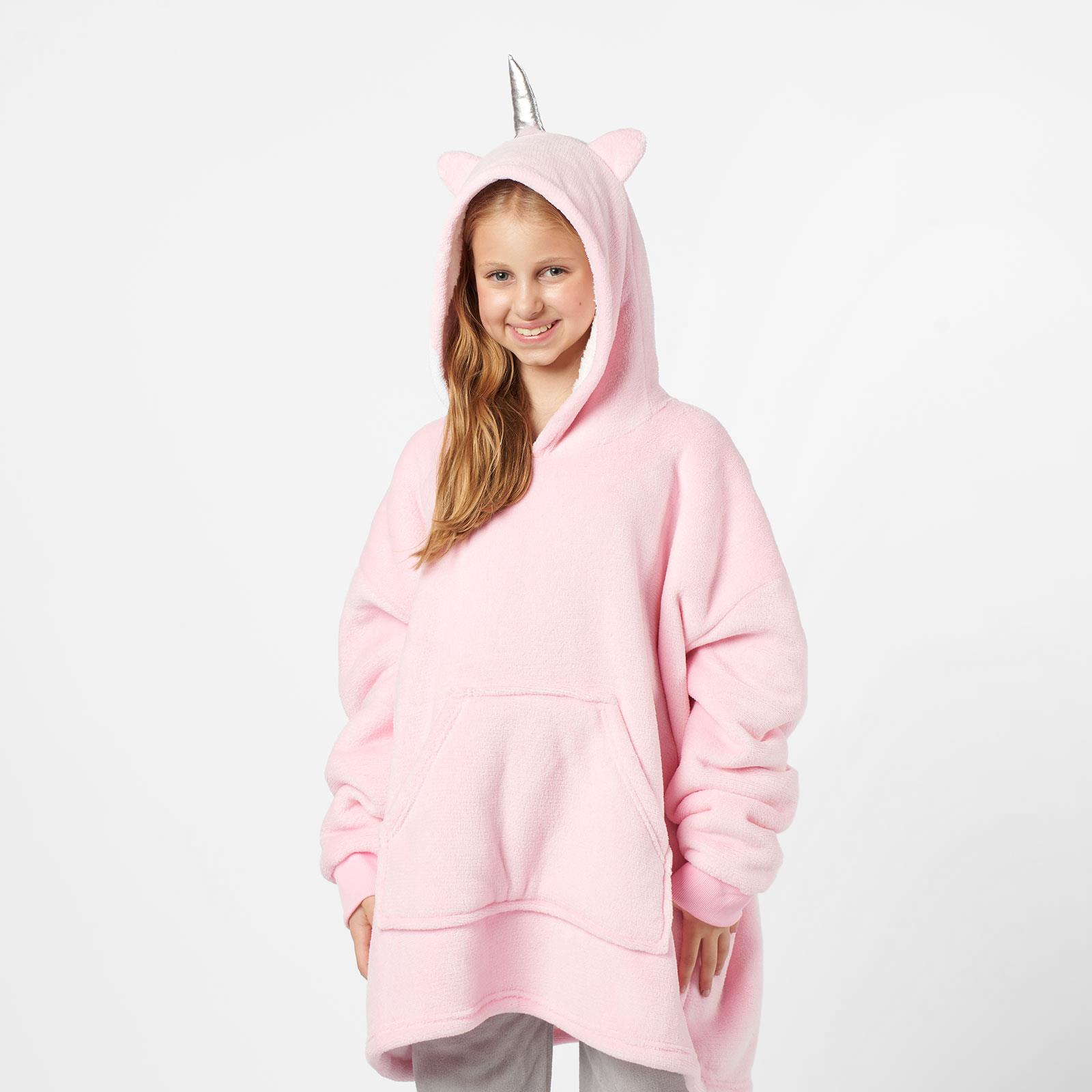 Kids Hoodie Blanket Oversized Sherpa Fleece Jumper Sweatshirt Soft Warm Throw - Picture 130 of 169