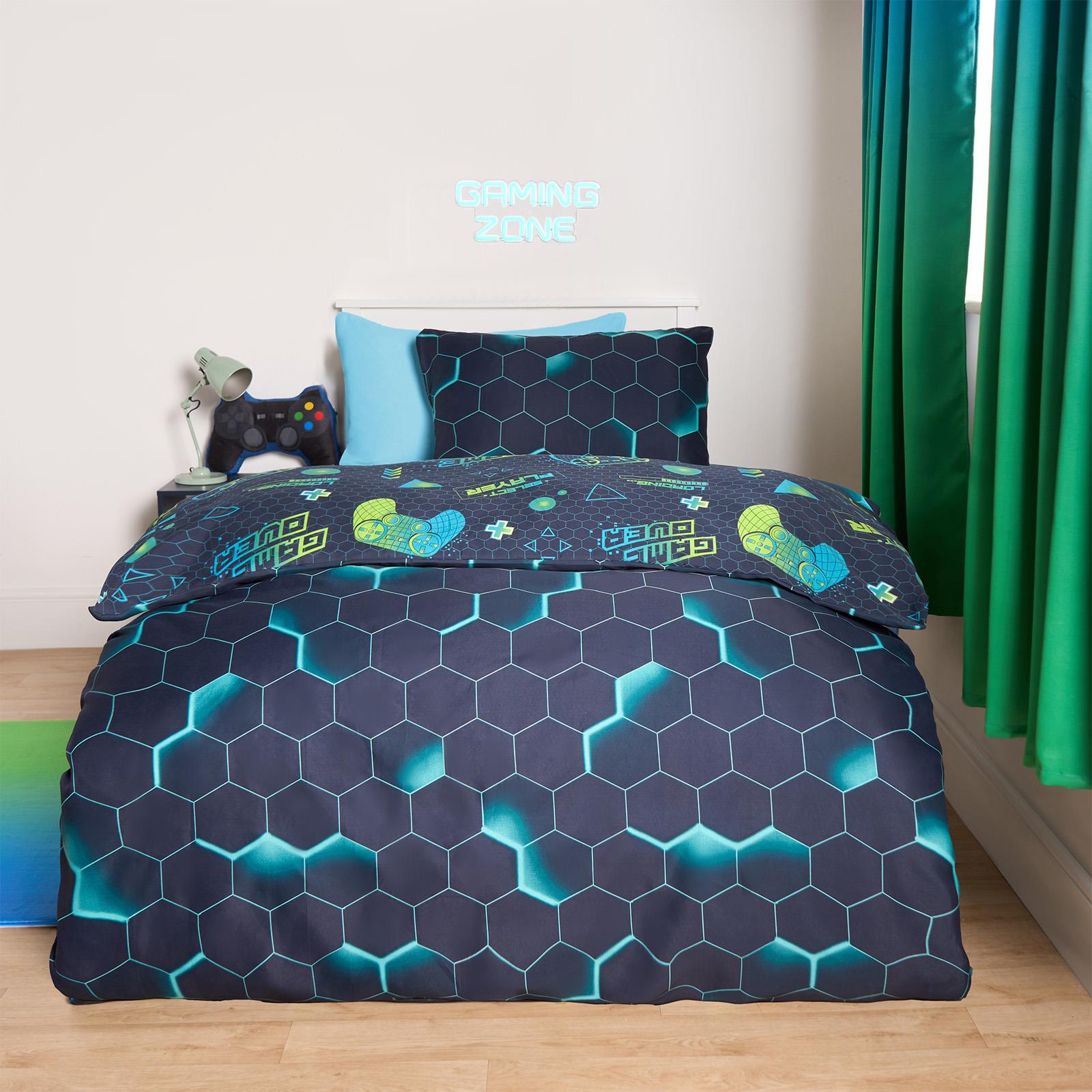 Gaming Duvet Cover Set Reversible Soft Quilt with Pillowcase Kids Bedding Single