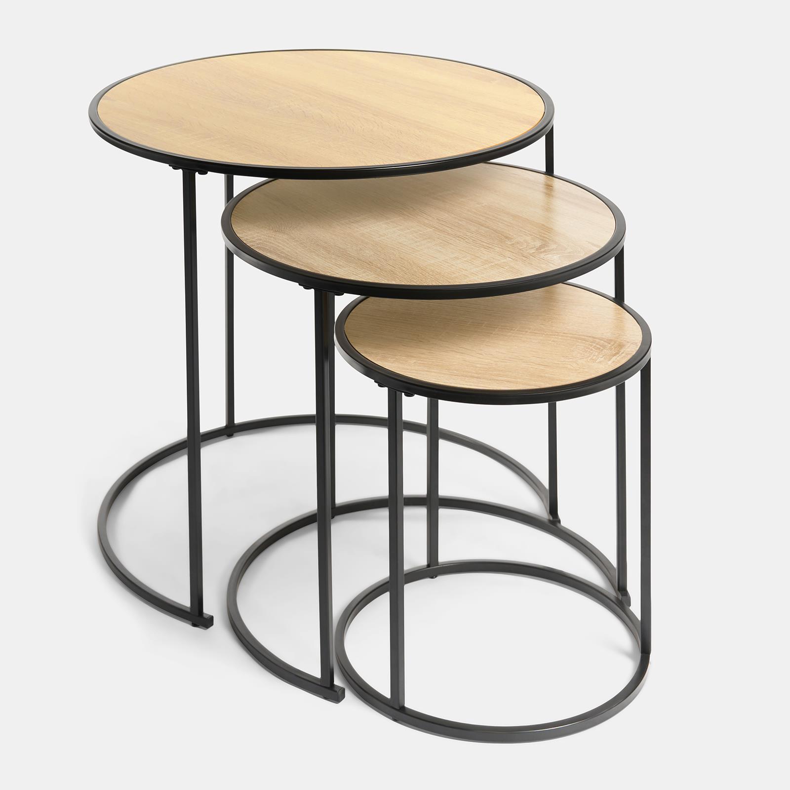OHS Manhattan Nesting Table Stacking Coffee Side Wooden Effect Tables Set of 2/3