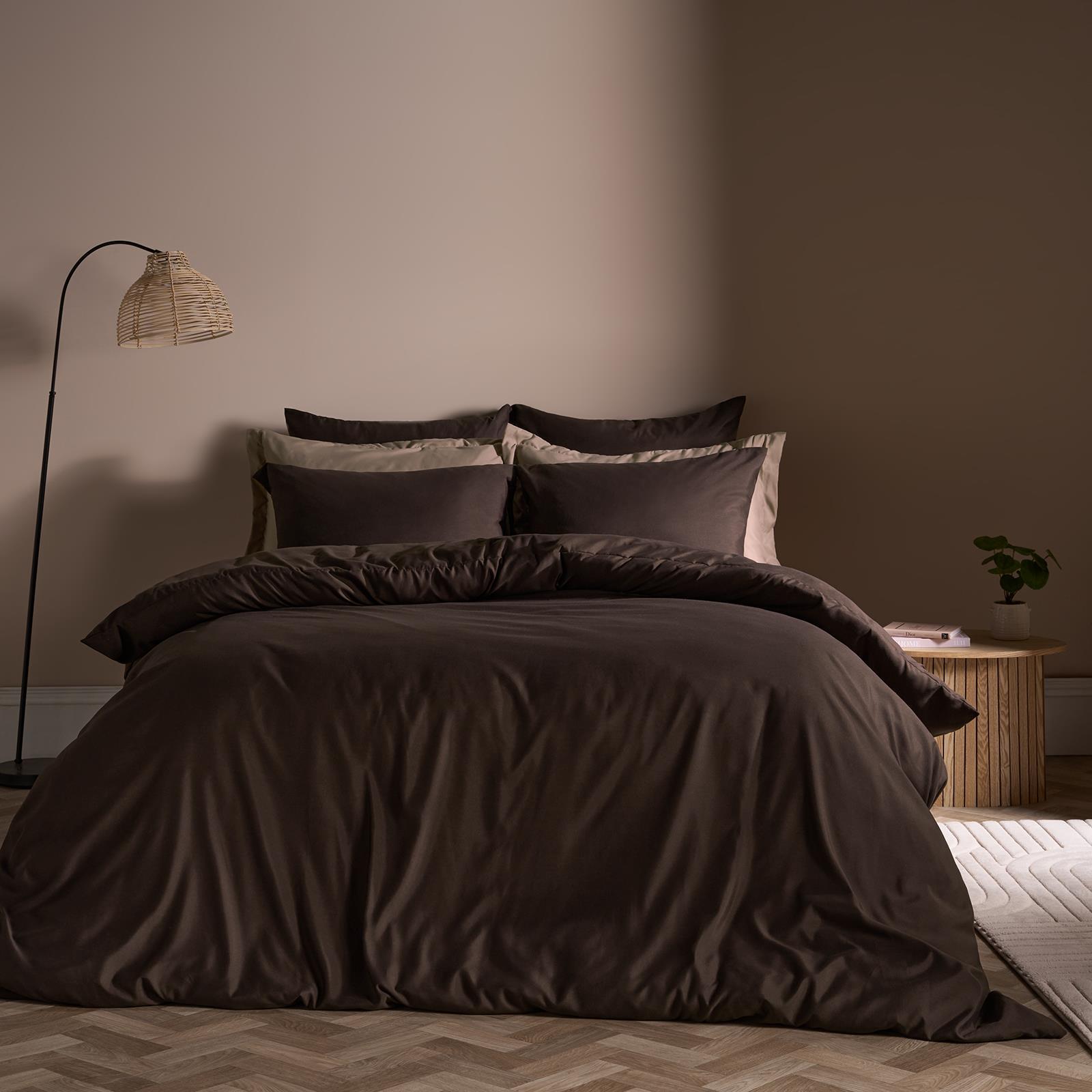 OHS Plain Duvet Cover & Pillowcase Reversible Bedding Set OR Fitted Sheet