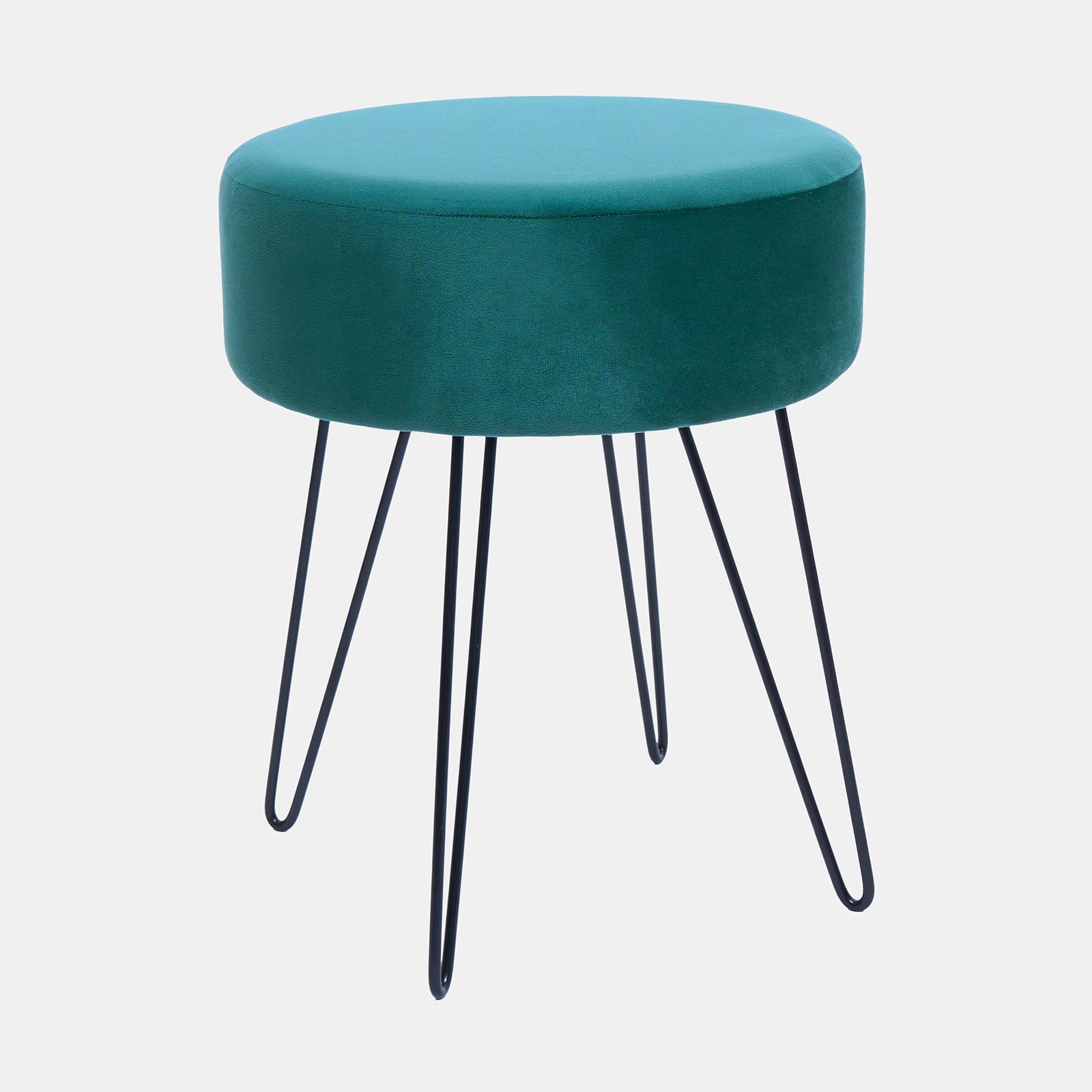 Dressing Table Stool Velvet Round Makeup Vanity Seat Chair Metal Legs Pouffe