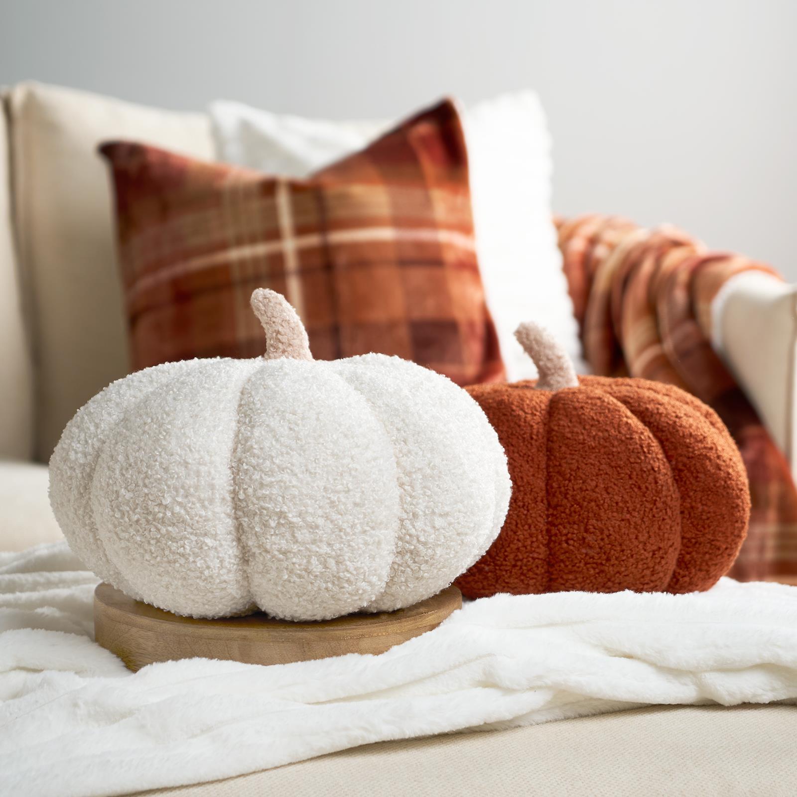 Pumpkin Sofa Cushion Soft Fleece Filled 1/2 Pack Autumn Plush Home Decor Plump