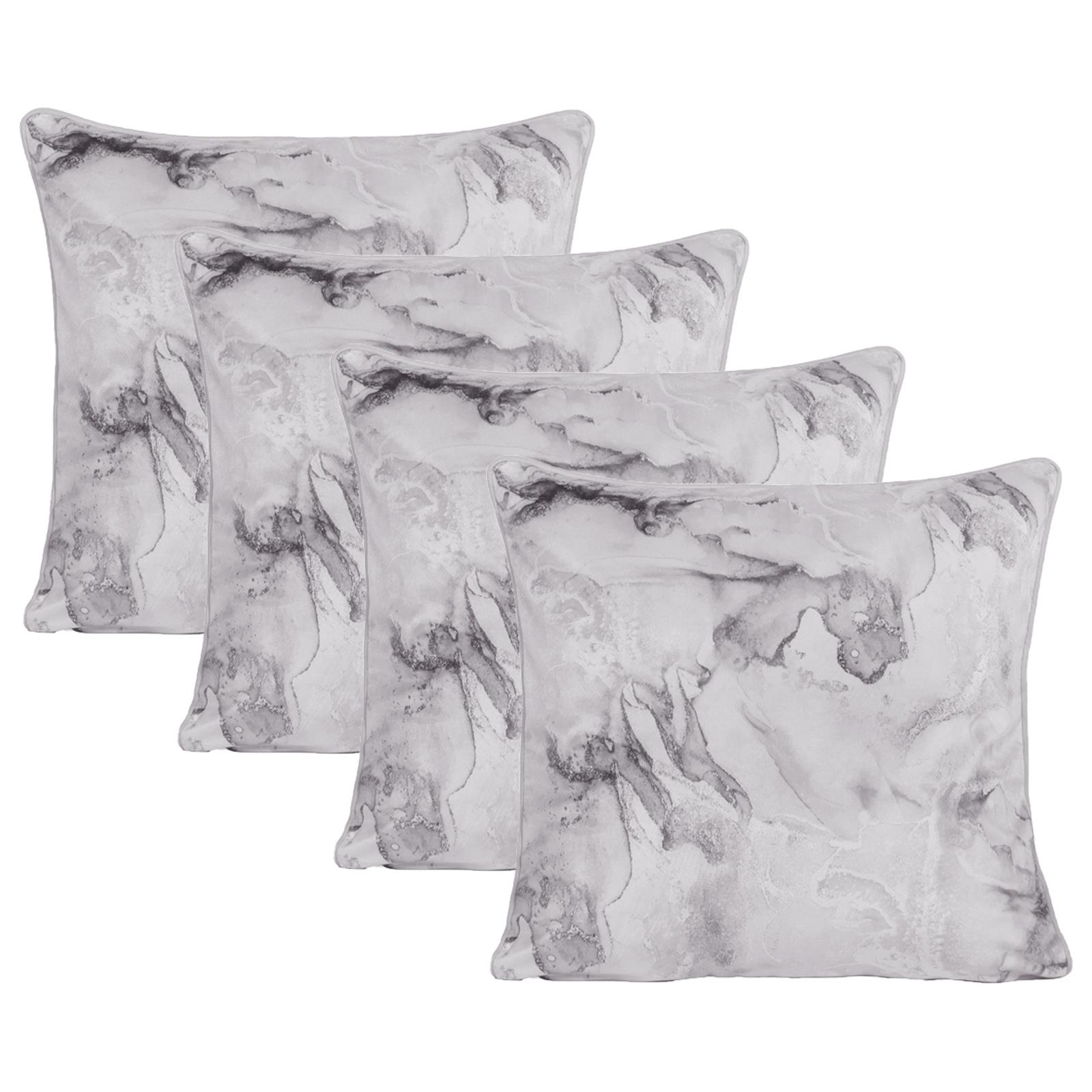 Matte Velvet Cushion Covers Marble Pack of 2/4 Plump Filled Pads Home Decor Set - Picture 30 of 47