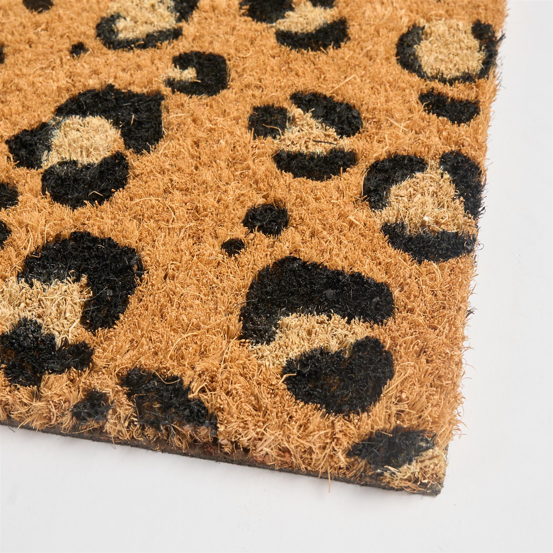 OHS Leopard Print Doormat Non Slip Indoor Outdoor Natural Coir Door Mat Rug