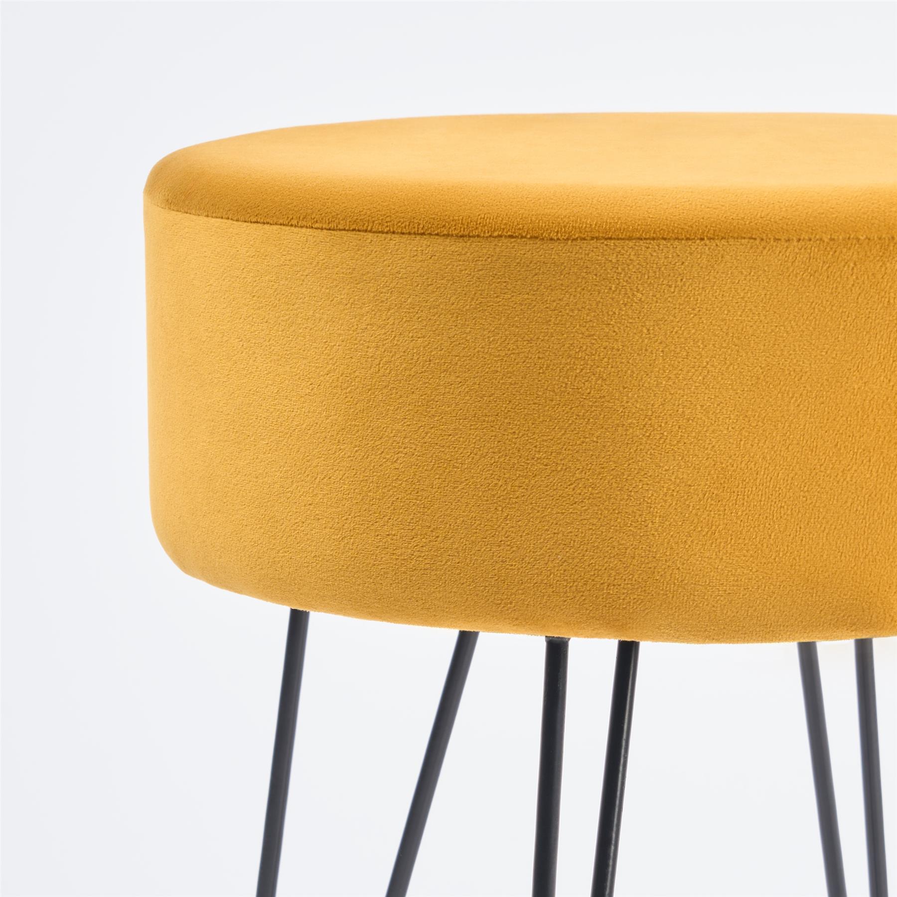 Dressing Table Stool Velvet Round Makeup Vanity Seat Chair Metal Legs Pouffe