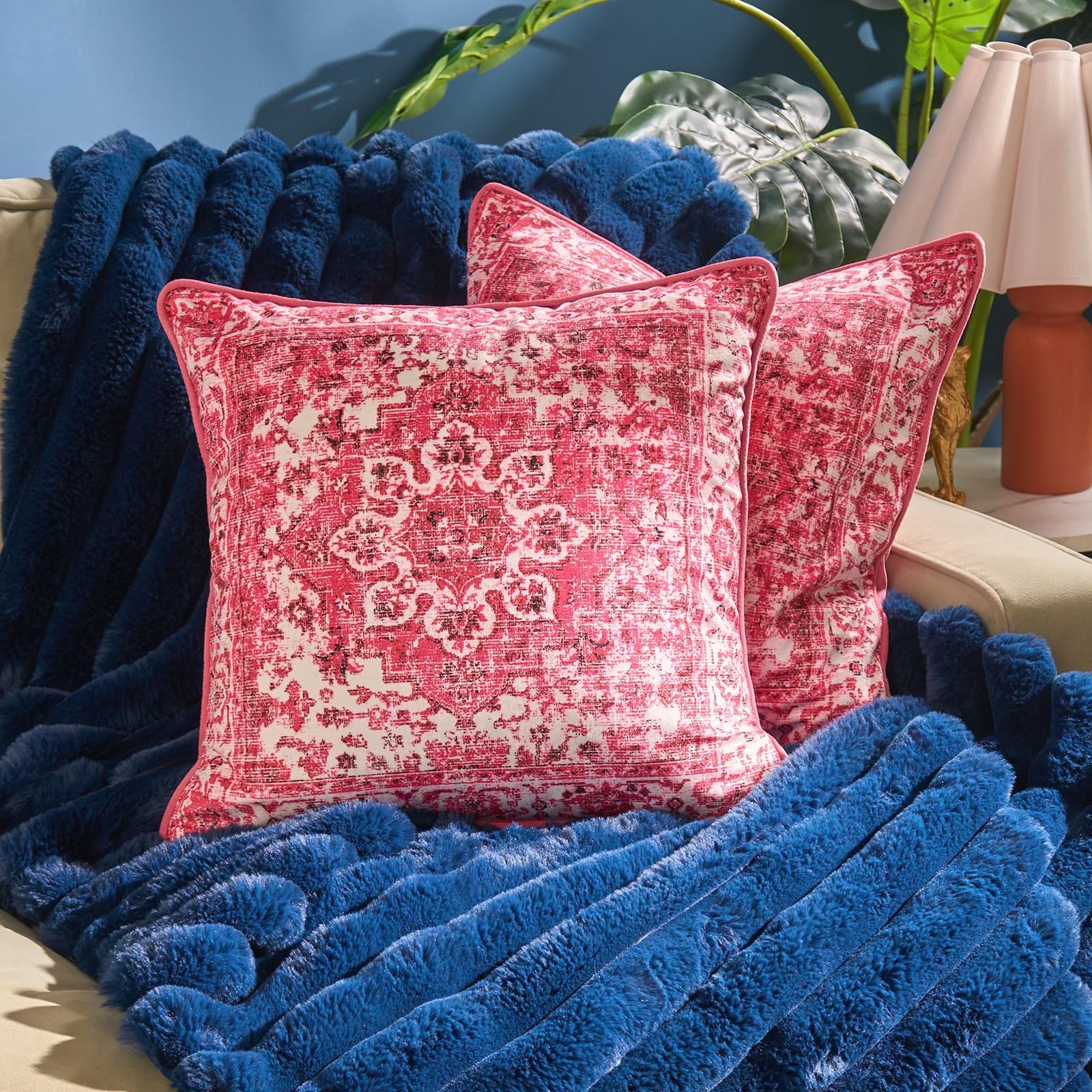 OHS Vintage Print Cushion Covers Matte Velvet Super Soft Square Pillowcases
