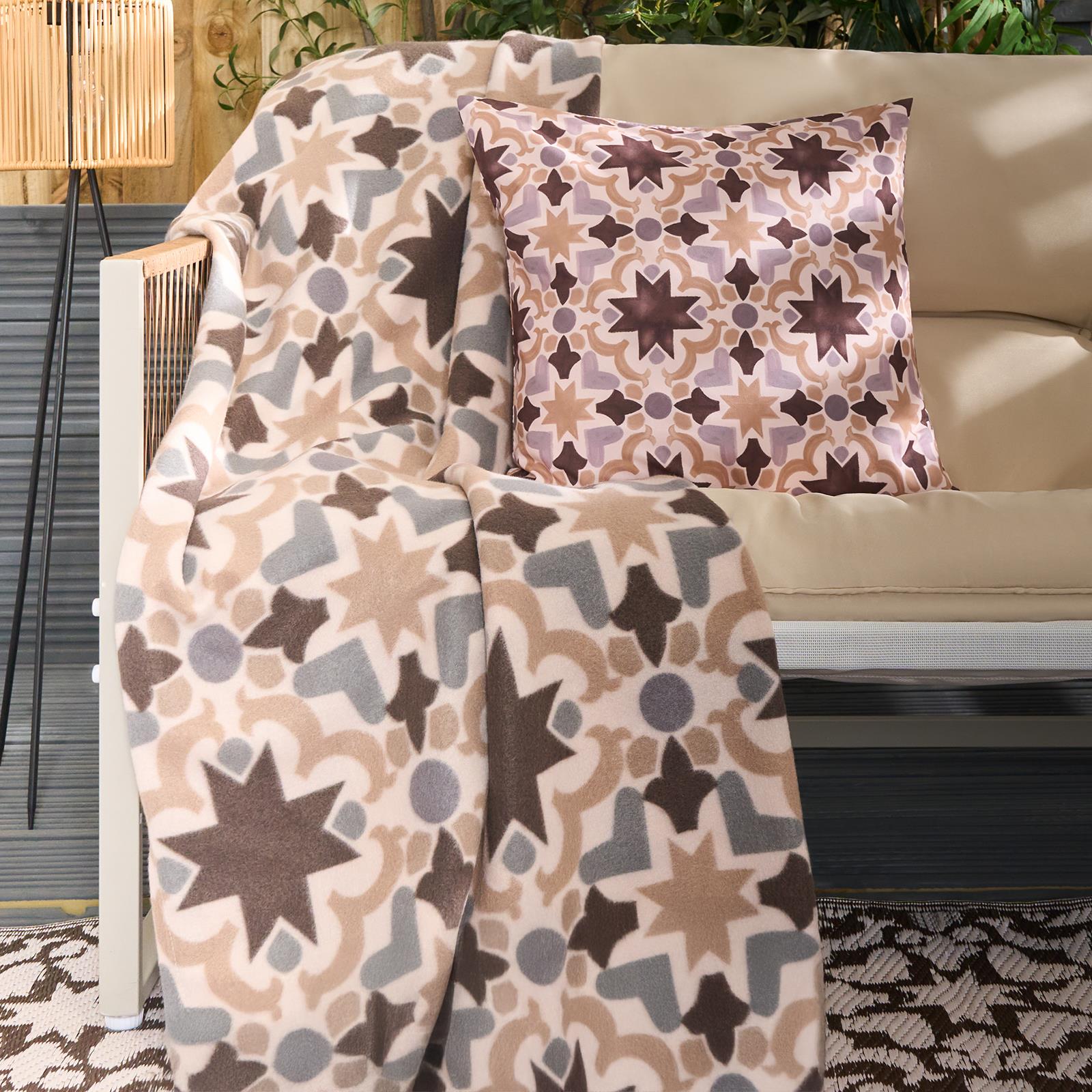 OHS Tiles Print Throw Soft Blanket Polar Fleece Lightweight Bedspread