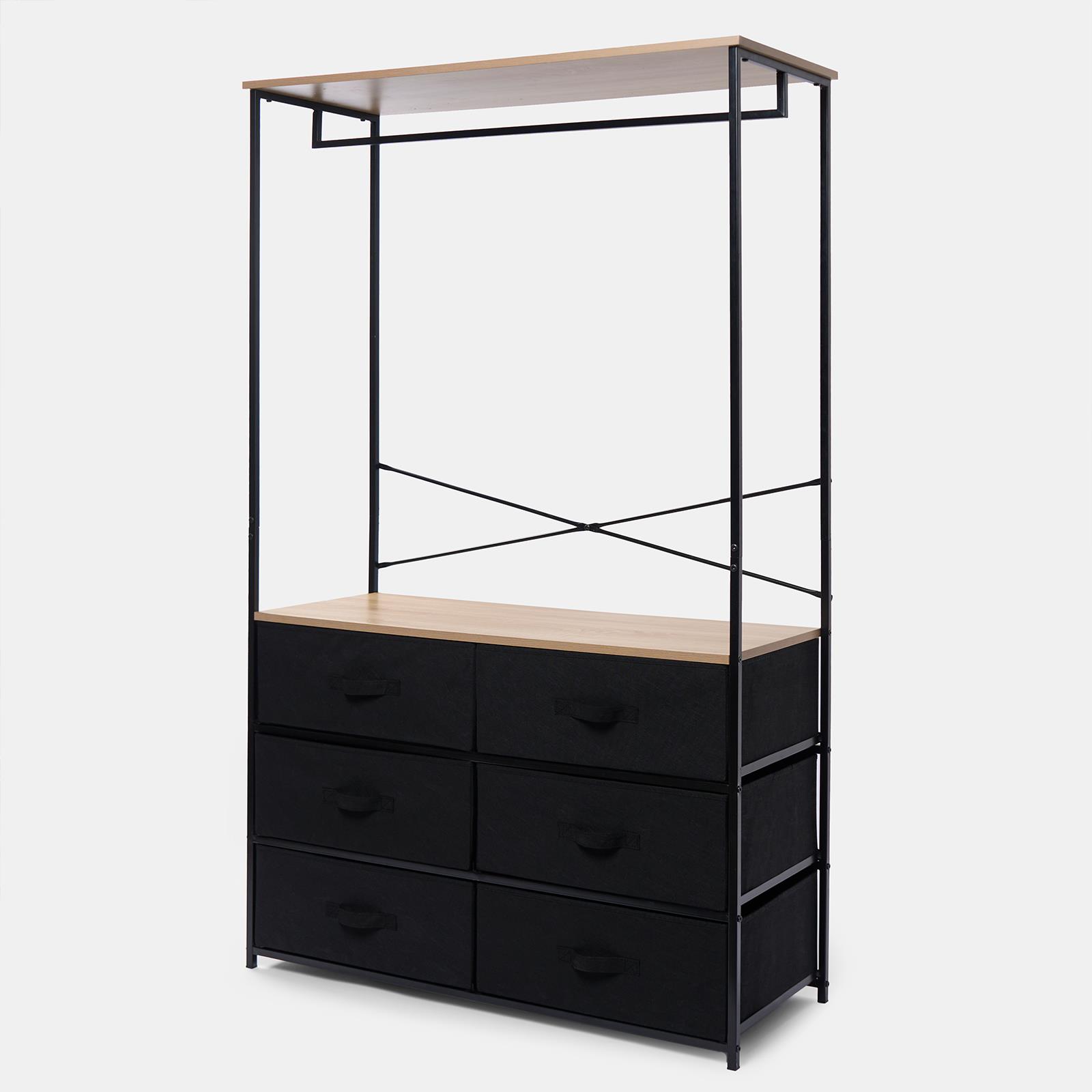 Cabinet Rail Wardrobe Open Home 6 Drawer Coat Hanger Storage Clothes Organiser