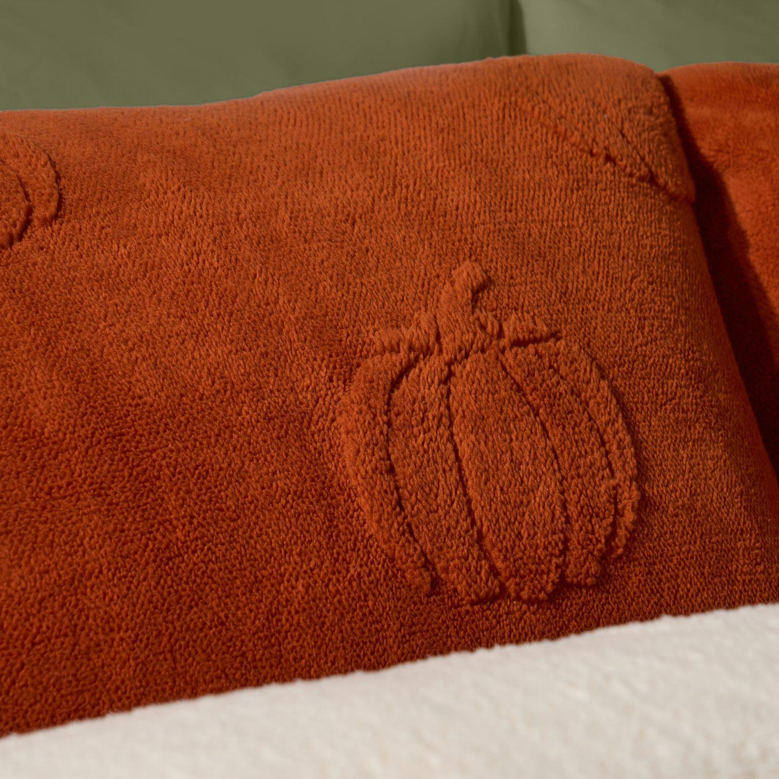 OHS Pumpkin Tufted Bedding Set Halloween Autumn Fleece Duvet Set with Pillowcase