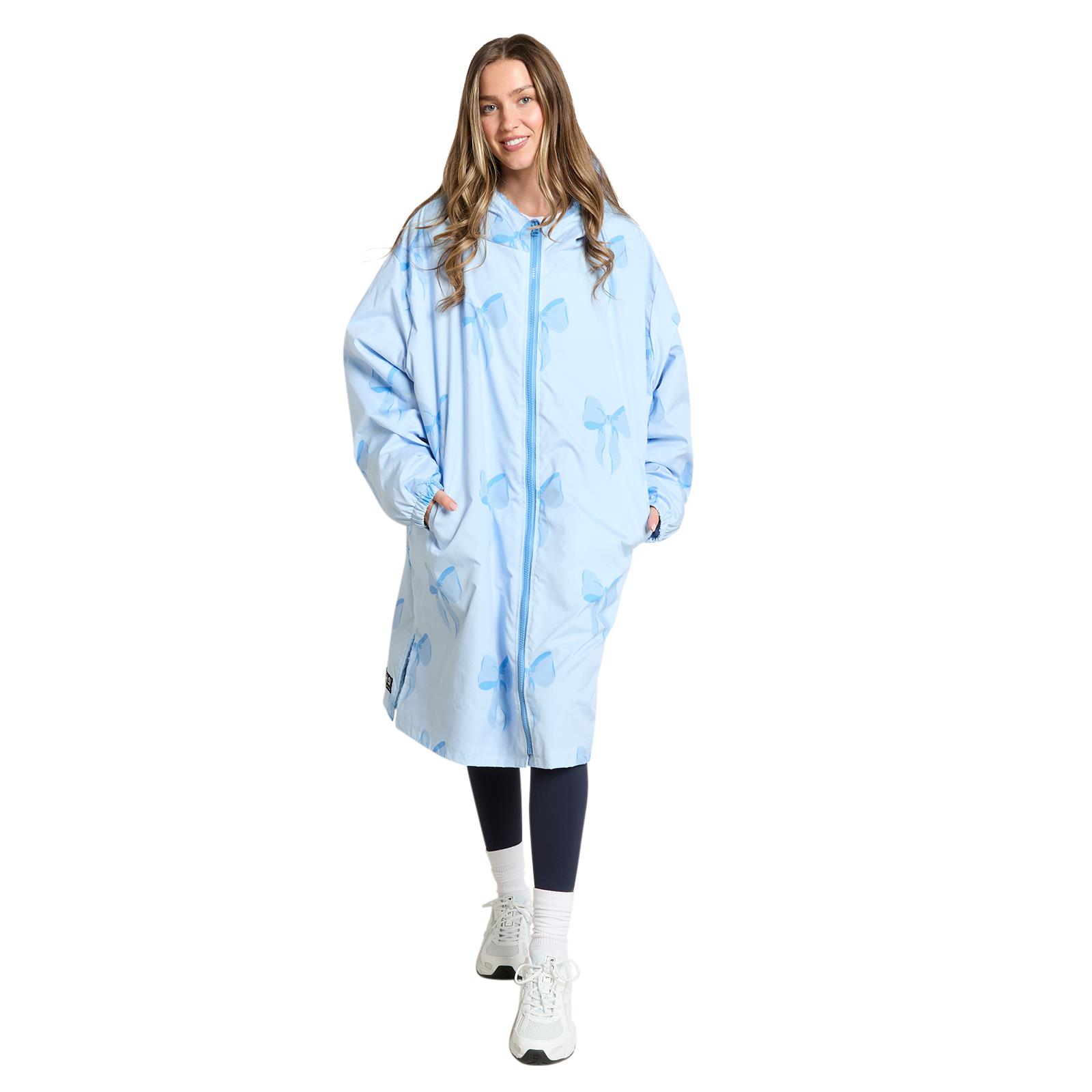 OHS Bows Print Drying Changing Robe Sherpa Lined Water Resistant Oversized Coat