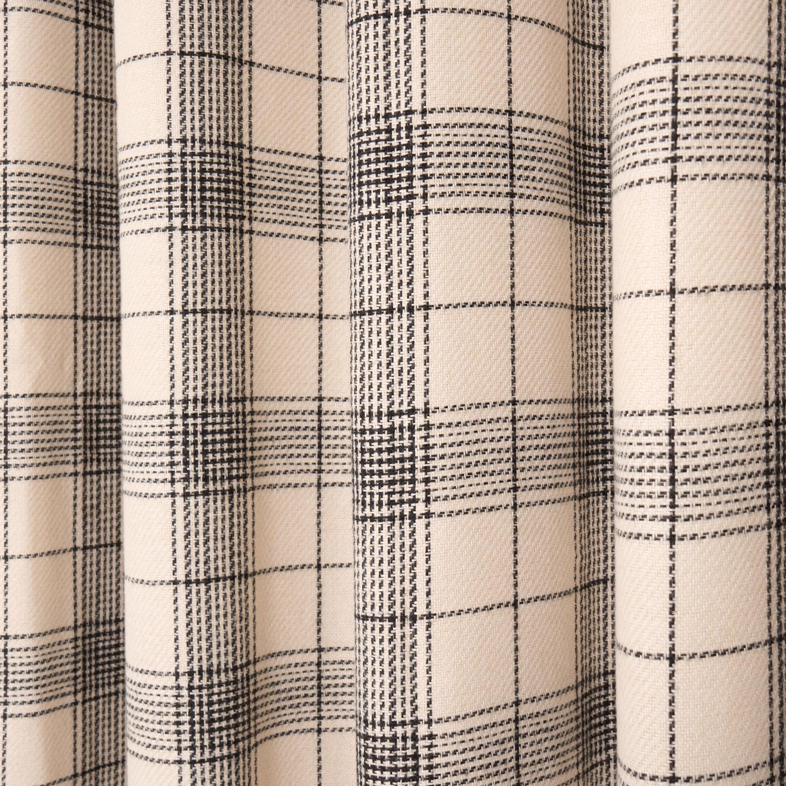 OHS Check Eyelet Curtains Pair Thermal Ring Top Textured Woven Ready Made