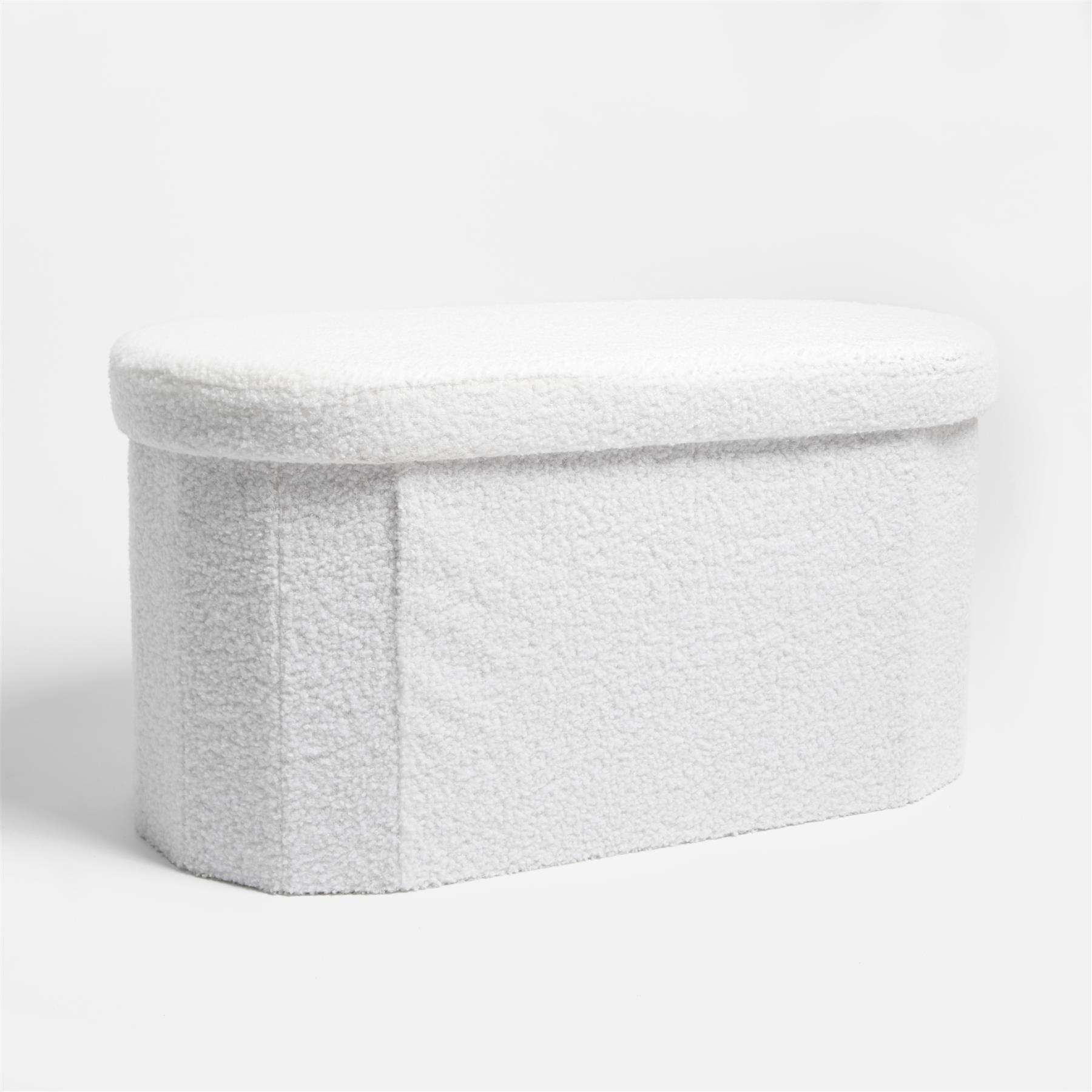 Ottoman Storage Box Folding Footstool Space Saving Boucle Teddy Fleece Seat Tub - Picture 21 of 34
