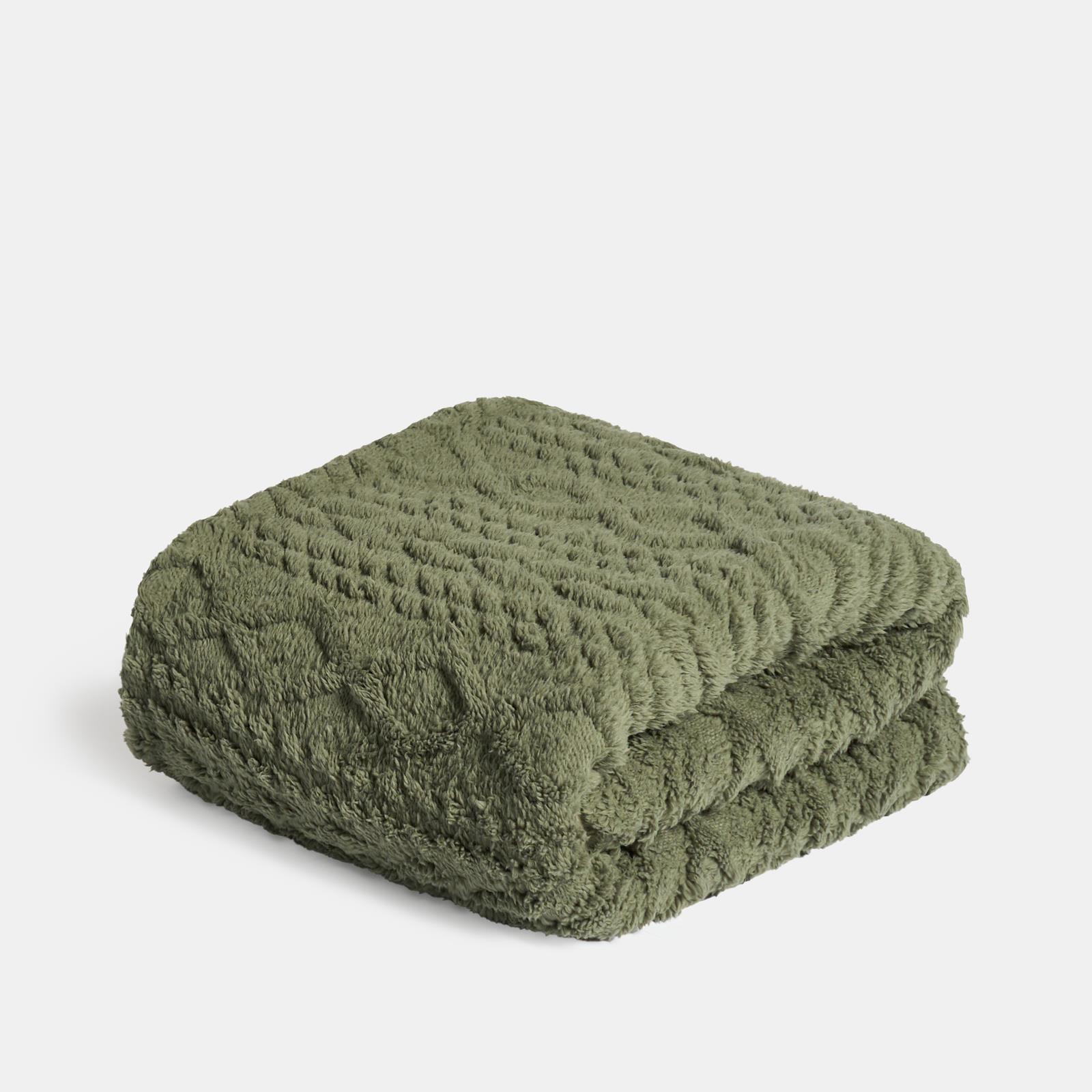 OHS Cable Knit Blanket Sherpa Fleece Sofa Plush Soft Warm Throw Over Bed Chair