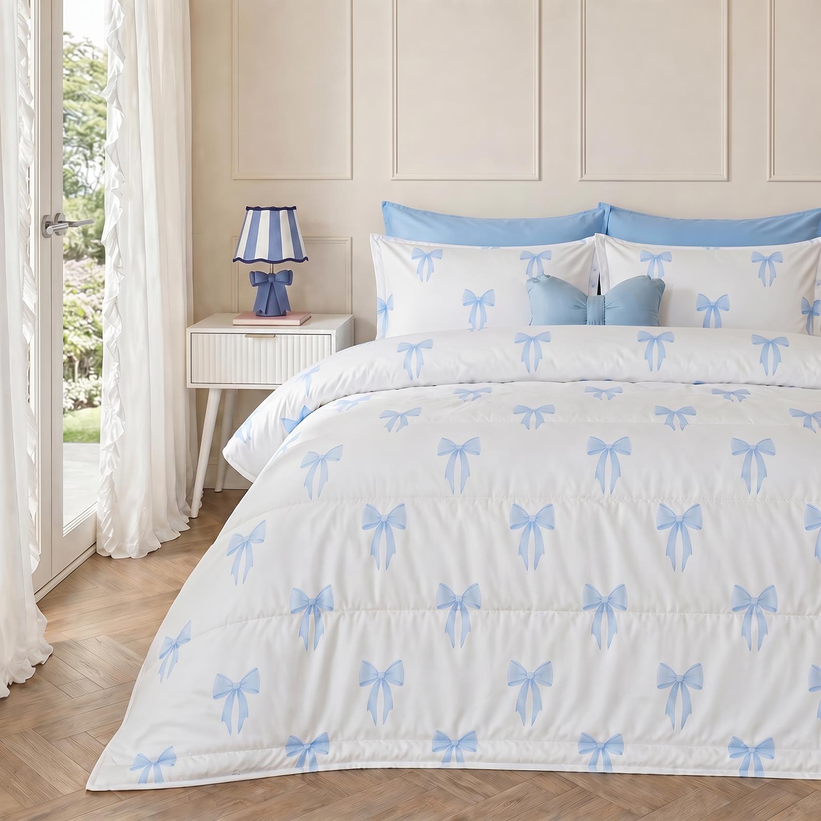 OHS Bows 10.5 Tog Coverless Duvet with Pillowcase Winter Warm Bedding Set