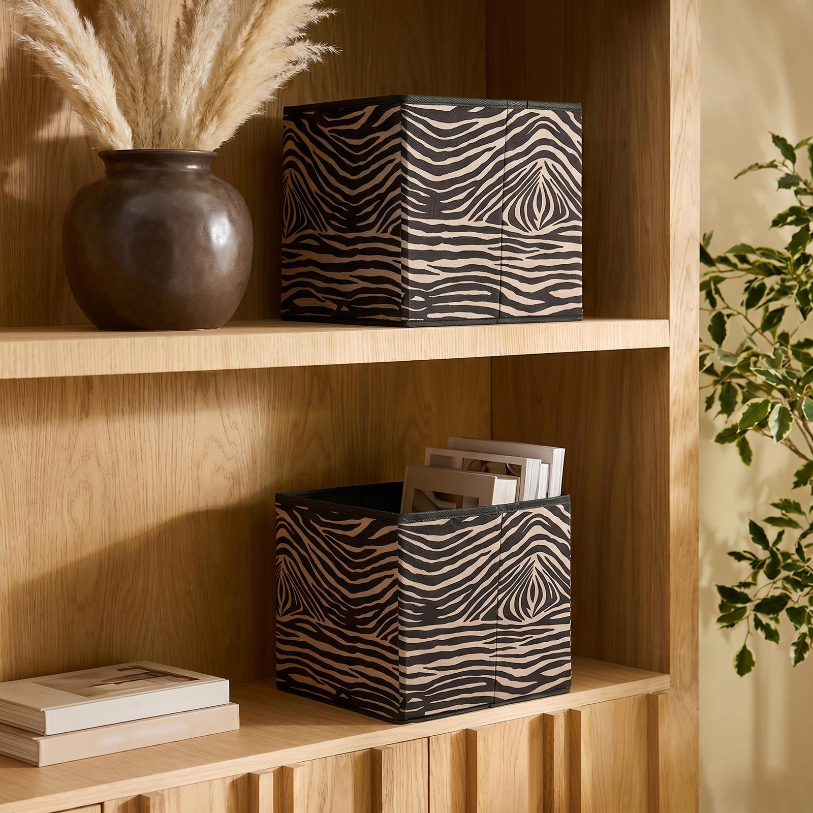 OHS Storage Cube Boxes Animal Print 2/4 Pack Folding Shoe Organiser Tidy Set