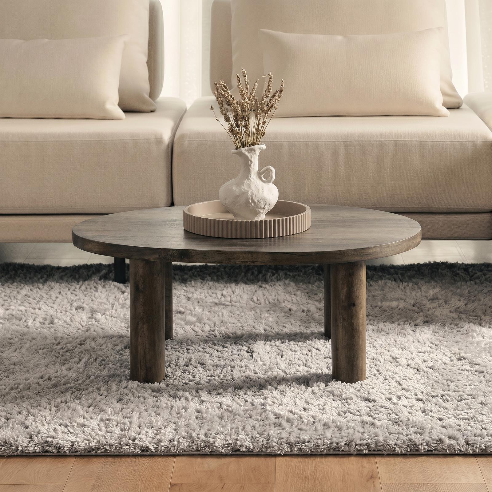 OHS 4 Legged Coffee Table Travertine Wood Effect Living Room Home Decor Modern