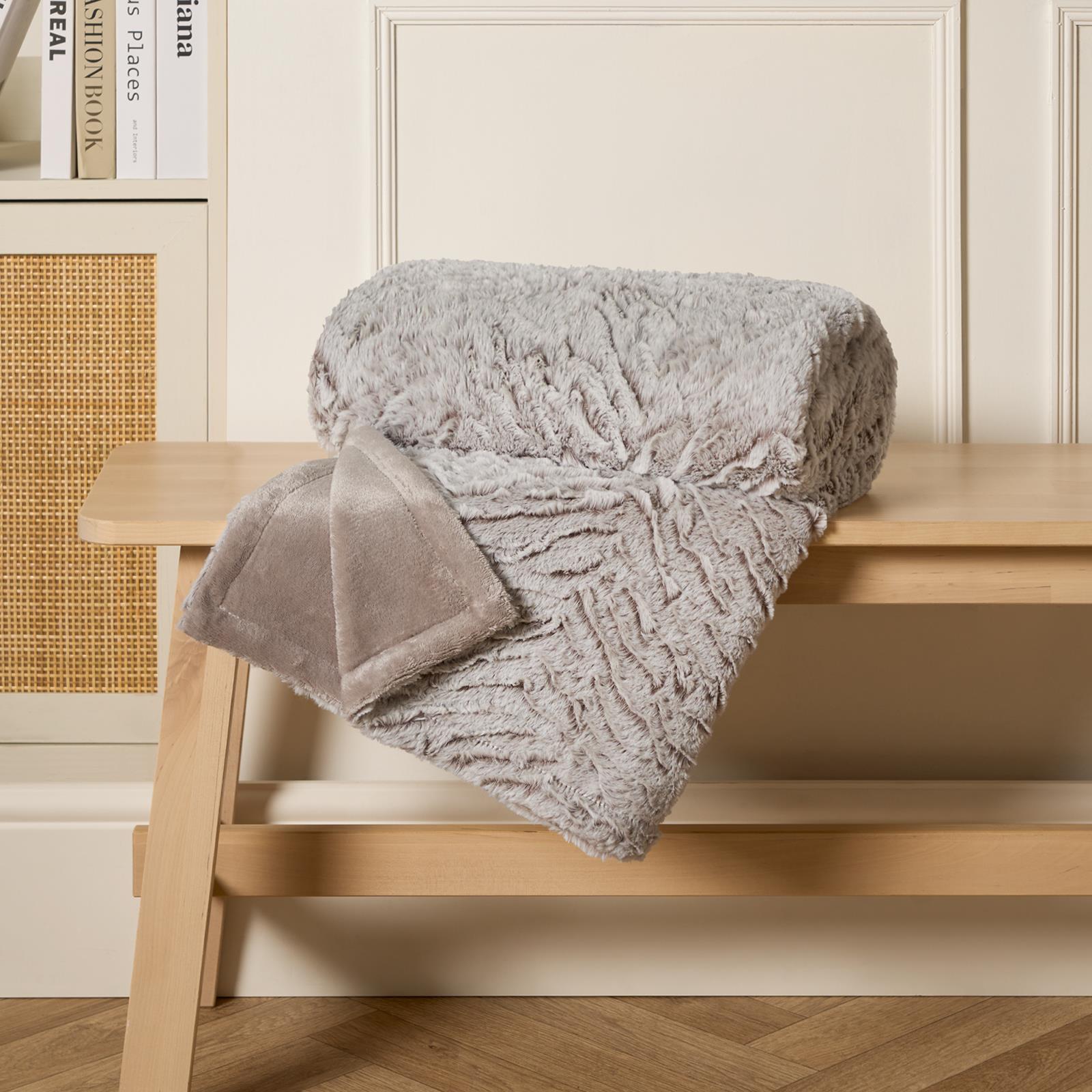 Faux Fur Fleece Throw Bed Blanket Plush Two Tone Warm Super Soft Sofa Bedspread