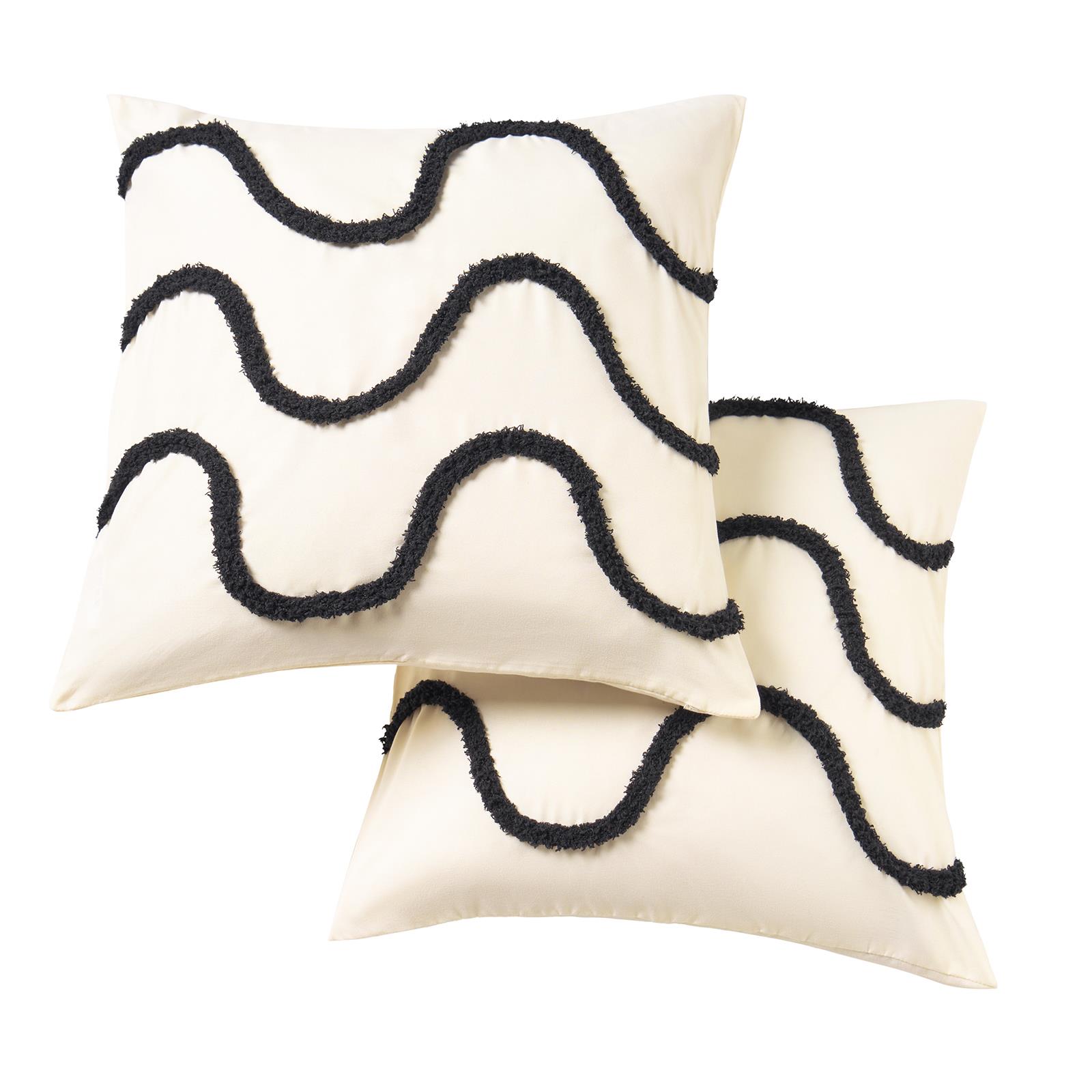 OHS Tufted Waves Cushion Covers 2 Pack Decorative Square Pillowcases