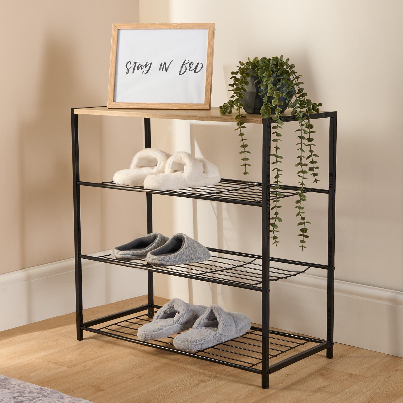 4 Tier Storage Unit Shoe Organiser Hallway Office Home Decor Wire Shelving Unit
