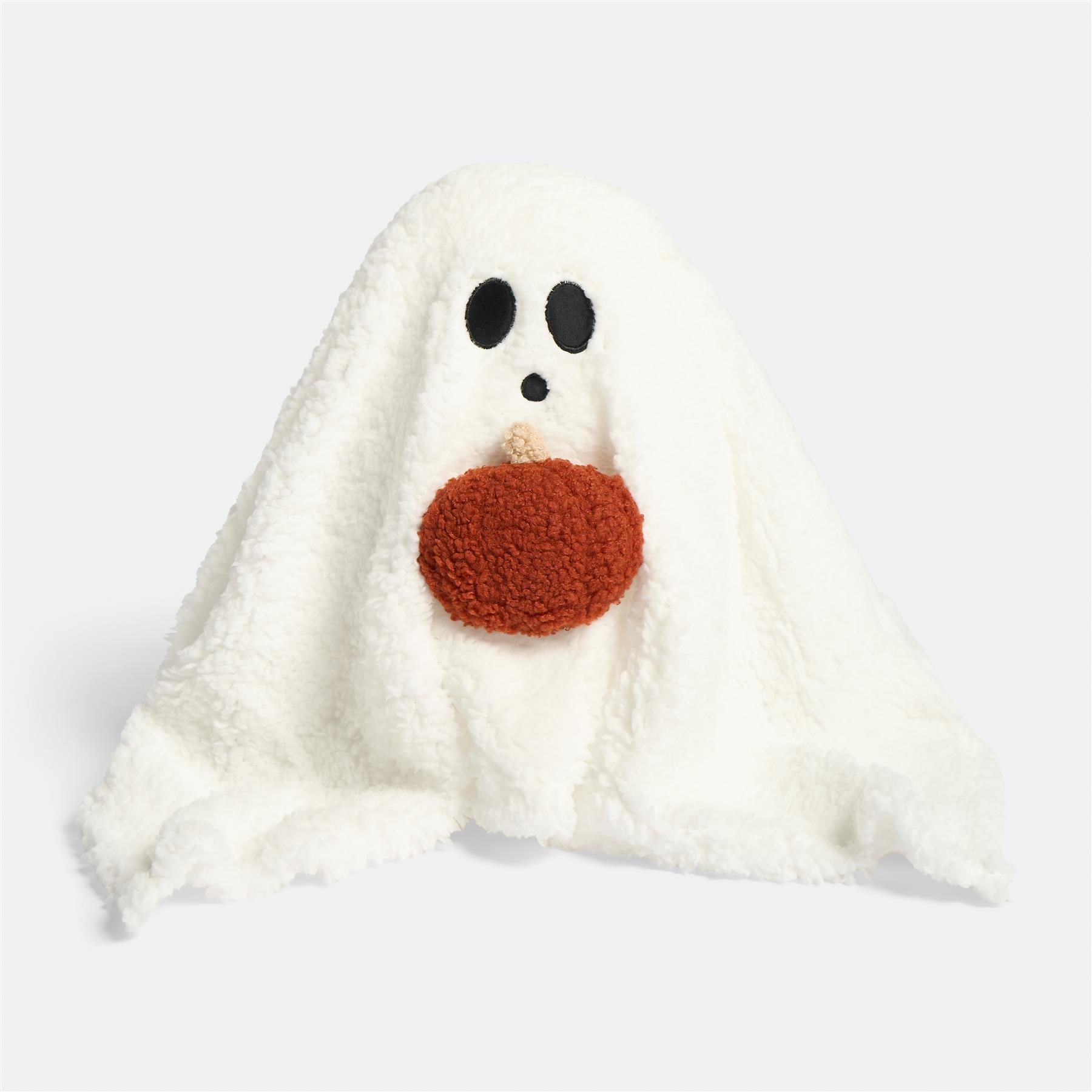 OHS Gilbert the Ghost Cushion Halloween Novelty Fleece Decorative Scatter Pillow