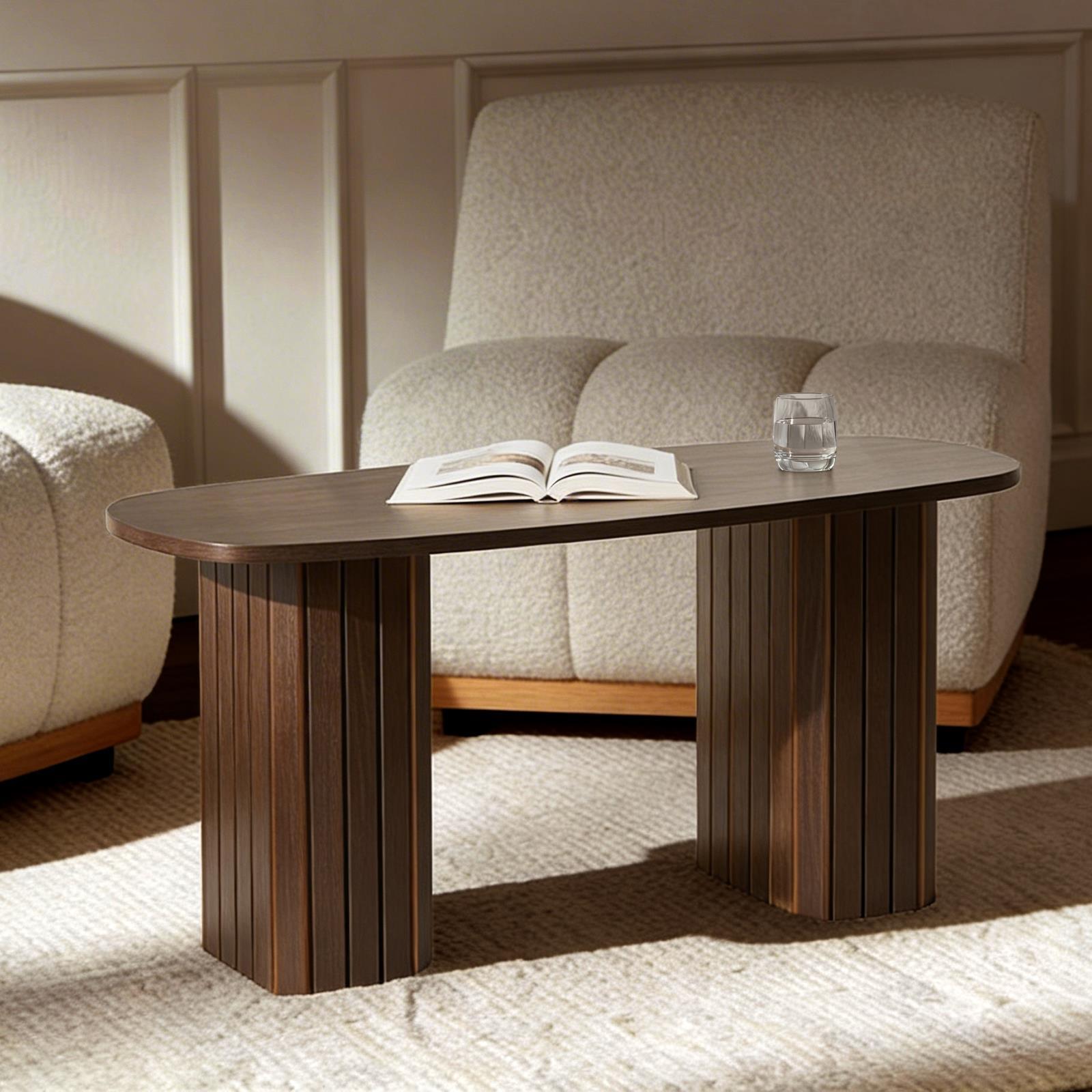 OHS Madison Coffee Table Ribbed Engineered Wood Side End Desk Home Decor