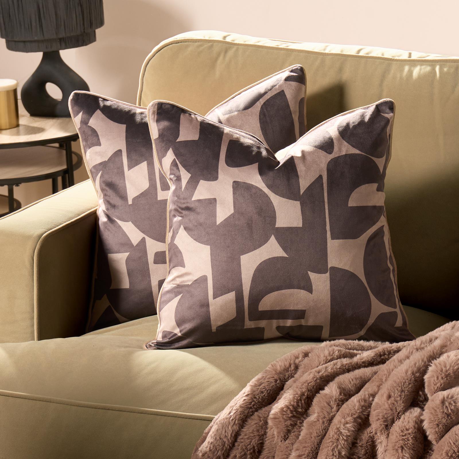 OHS Abstract Print Cushion Covers Matte Velvet Super Soft Square Pillowcases