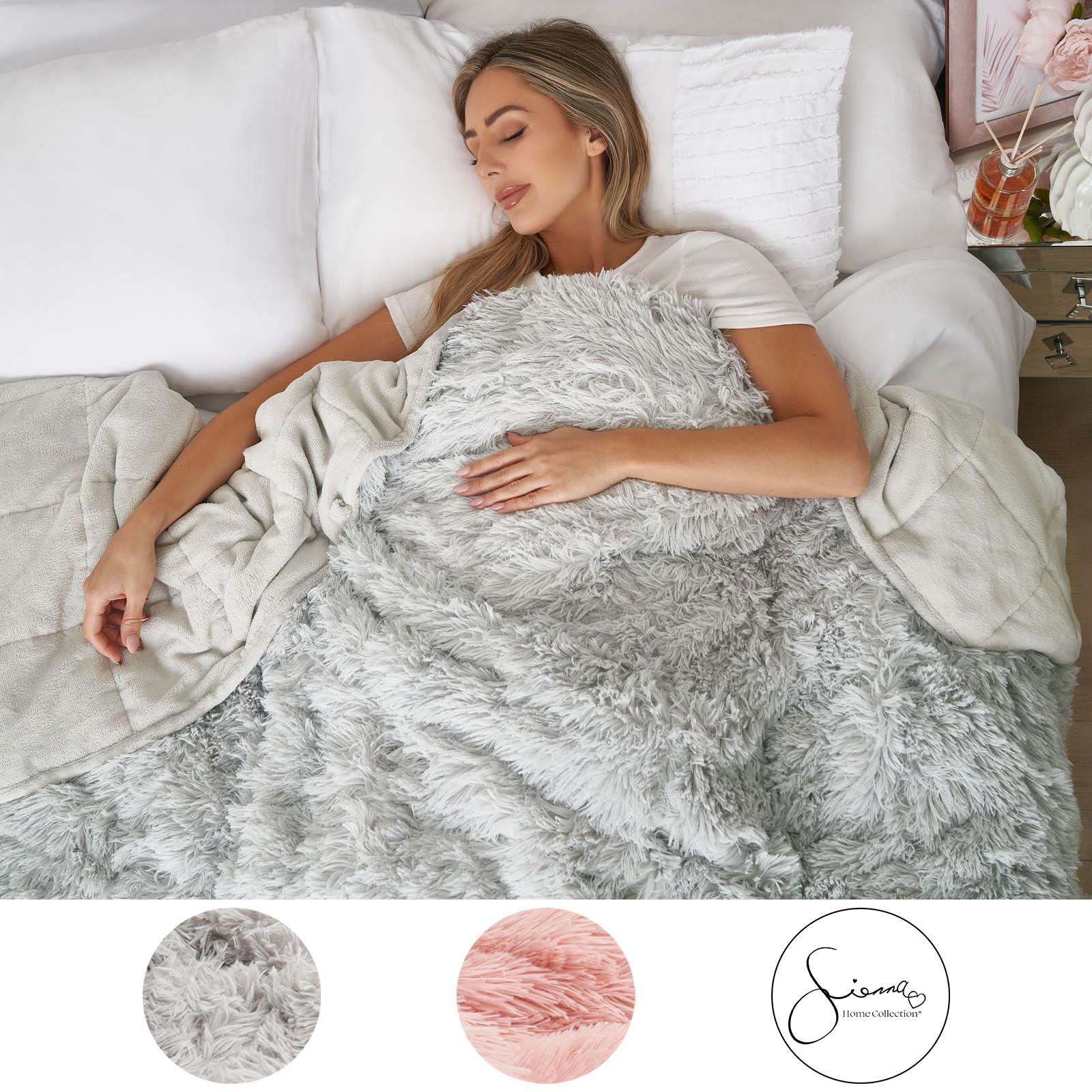 OHS Fluffy Fleece Weighted Blanket Sensory Adult Sleep Anxiety Soft Throw