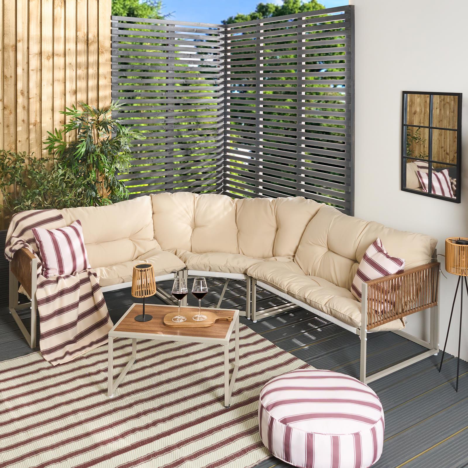 OHS Santorini Corner Sofa Table Set 5 Seater Garden Outdoor Patio Couch