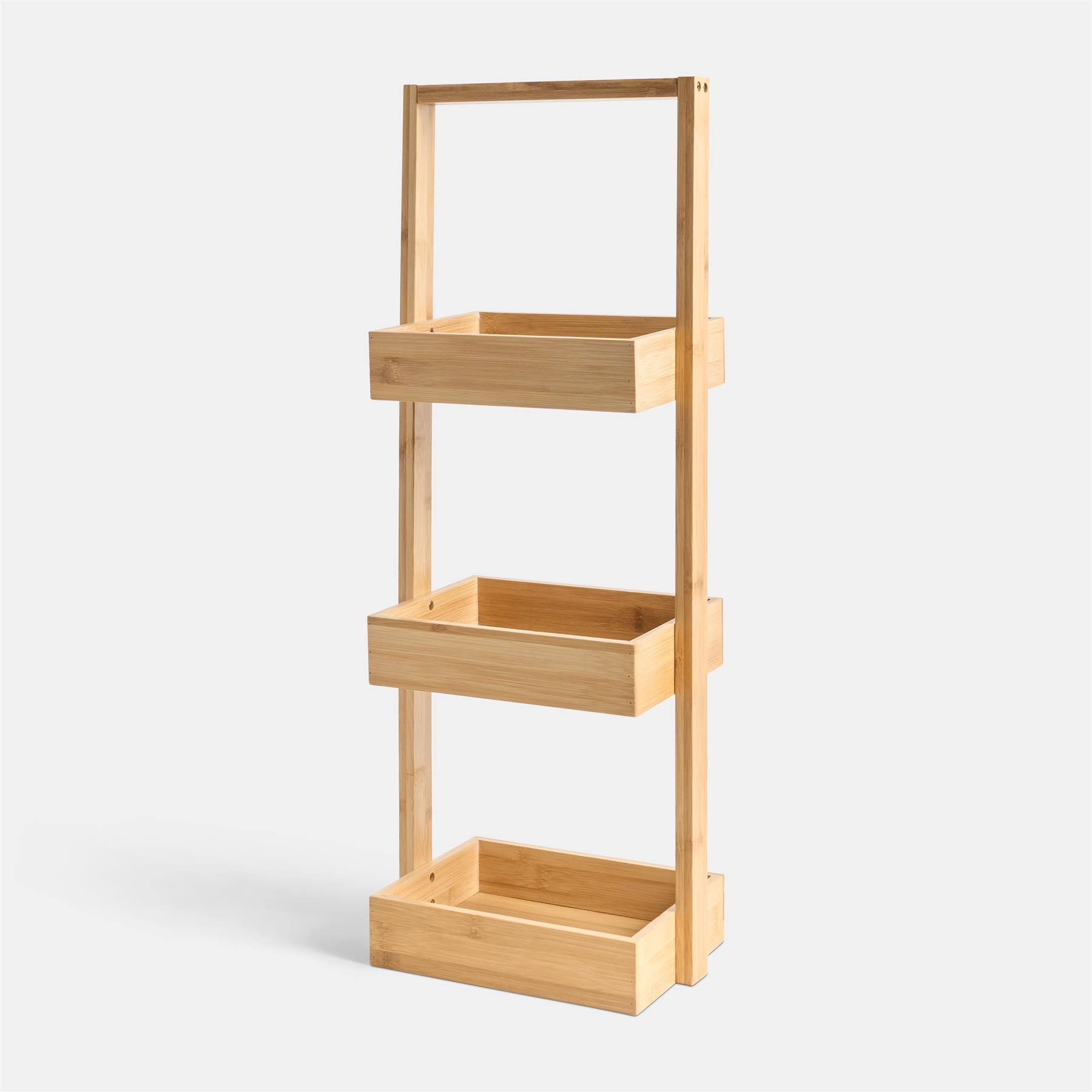 OHS Bamboo Bathroom Caddy 3 Tier Freestanding Shower Storage Organiser