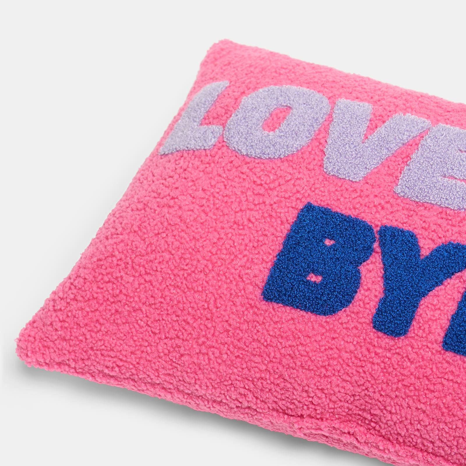 OHS Slogan Scatter Pillow Love You Bye Boucle Decor Filled Cushion Back Support