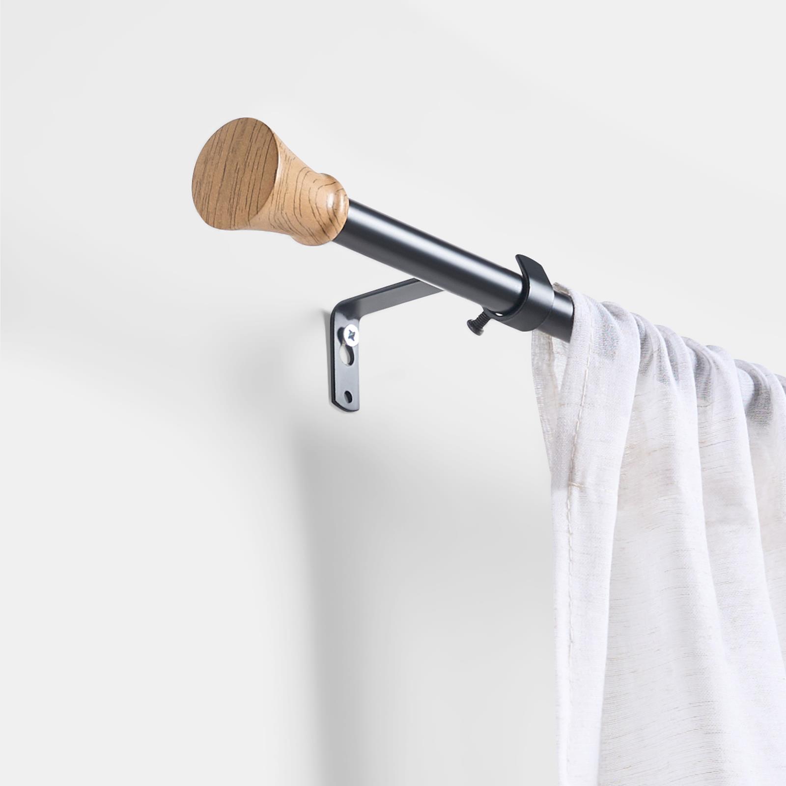 OHS 120-200cm Curtain Pole Extendable Metal 16mm Ball Trumpet Twist Finnials