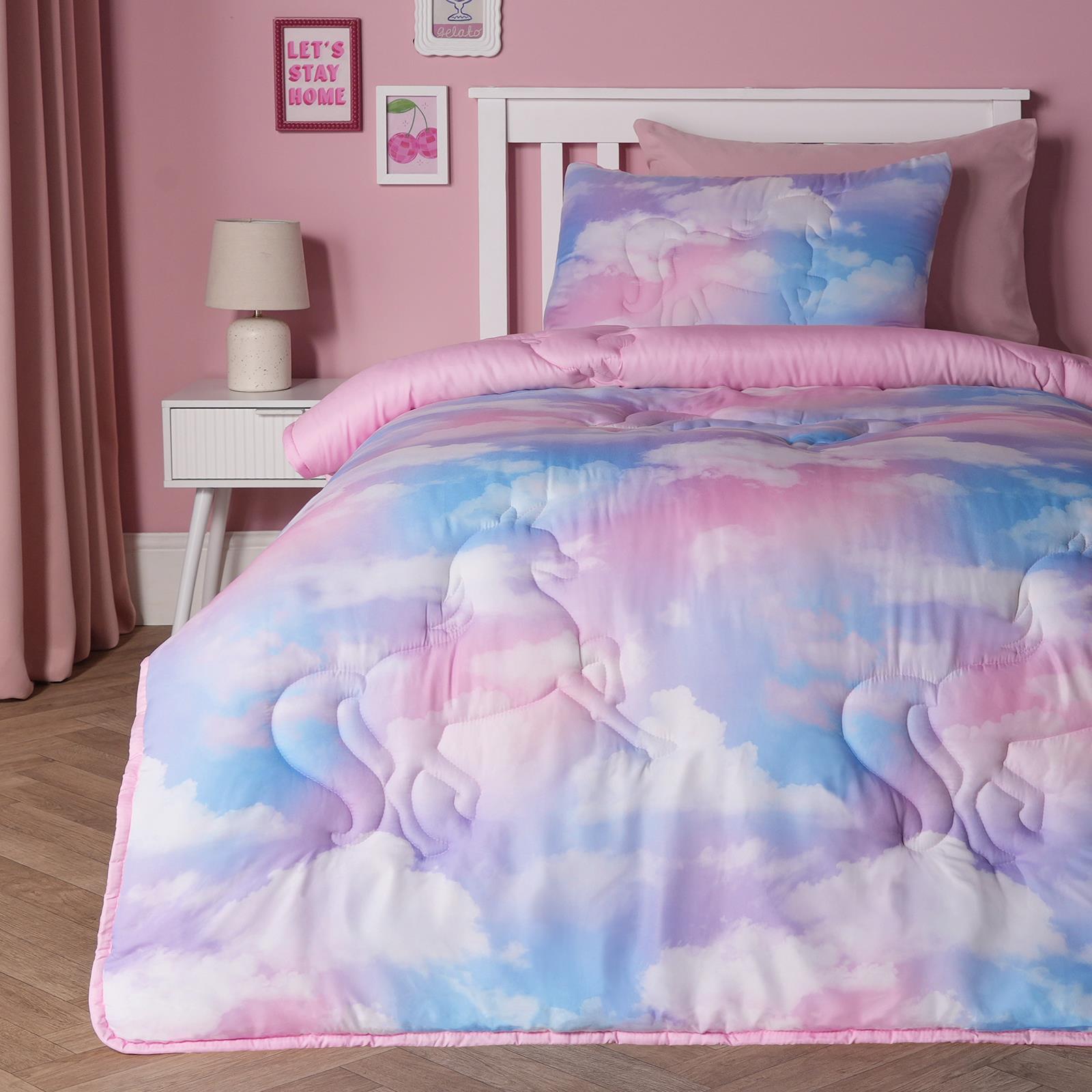 OHS Unicorn 7.5 Tog Coverless Duvet with Pillowcase Tie Dye Winter Bedding Set