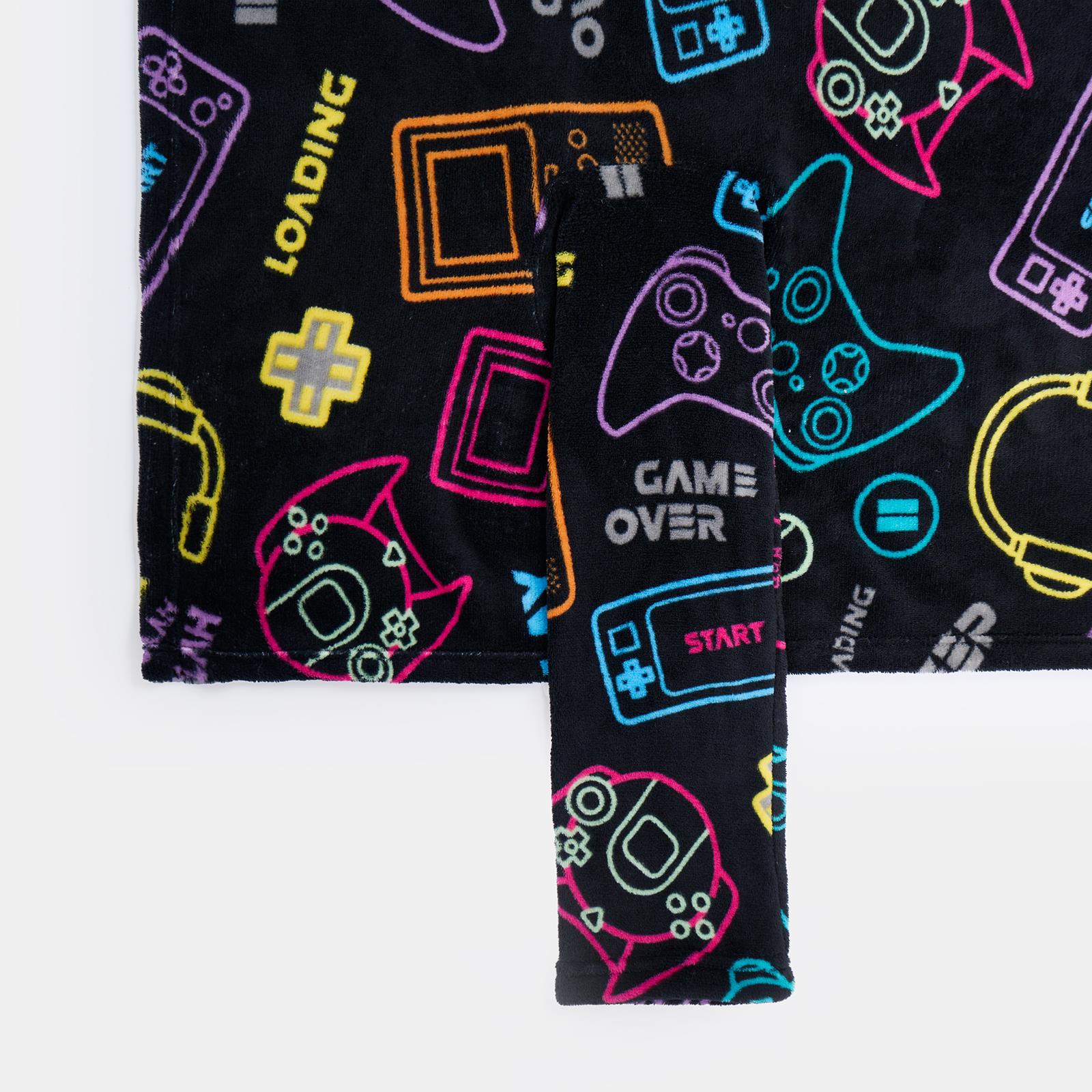 Kids Fleece Blanket with Sleeves Arms Wearable Supersoft Cosy Plush Warm Throw