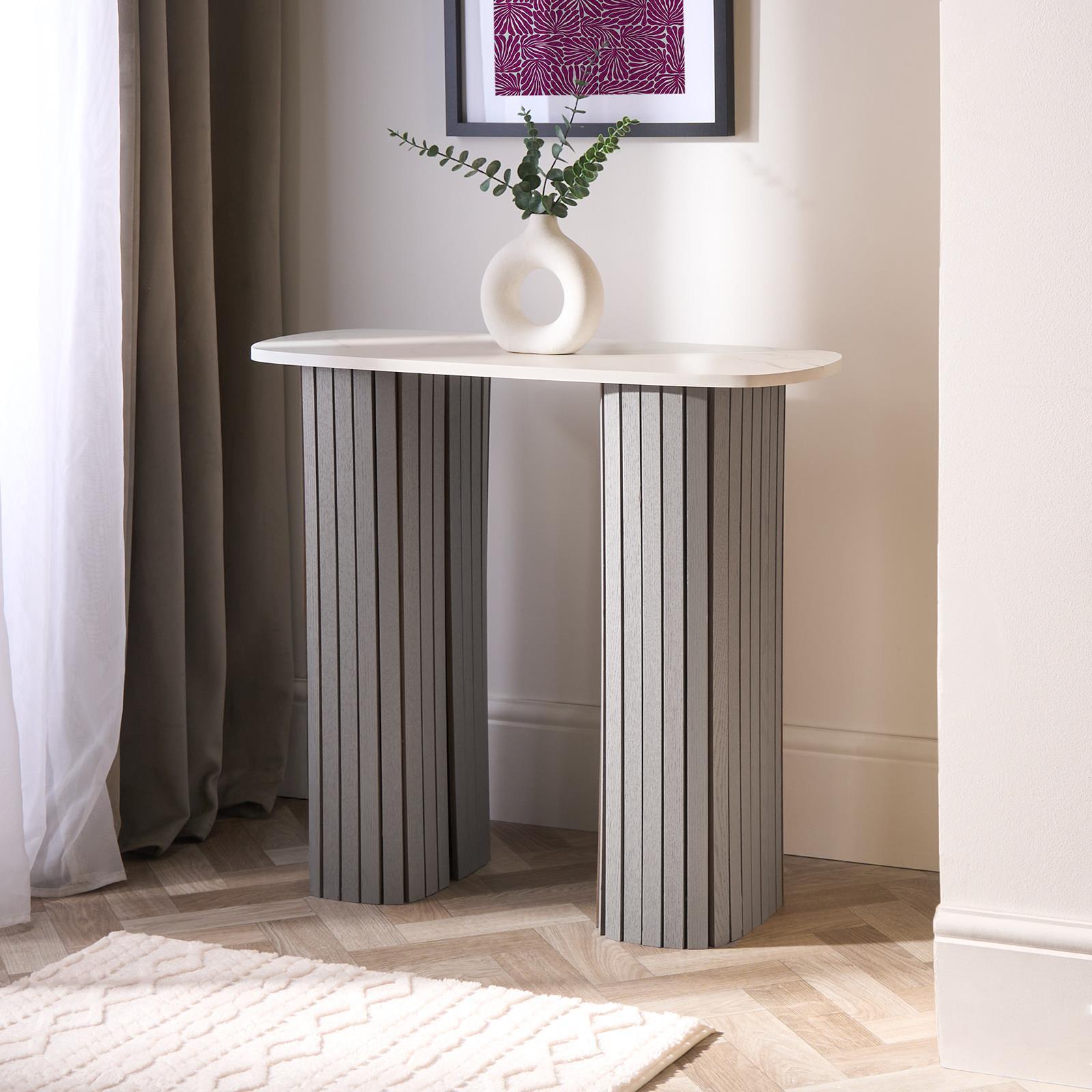 OHS Madison Console Table Ribbed Engineered Wood Entryway Display Unit Decor