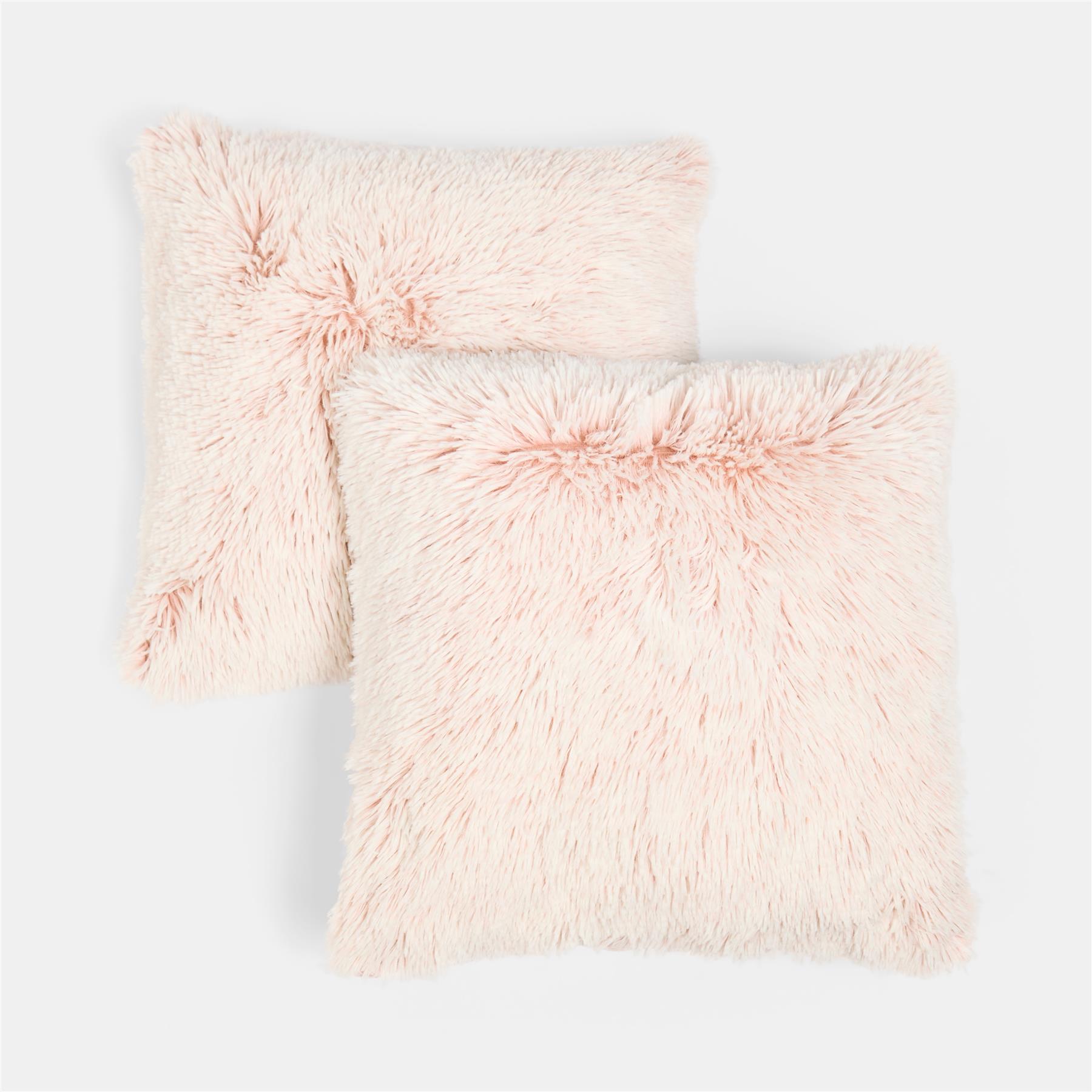 OHS Fluffy Cushion Covers 2 Pack Soft Fleece Square Pillowcases Home Decor