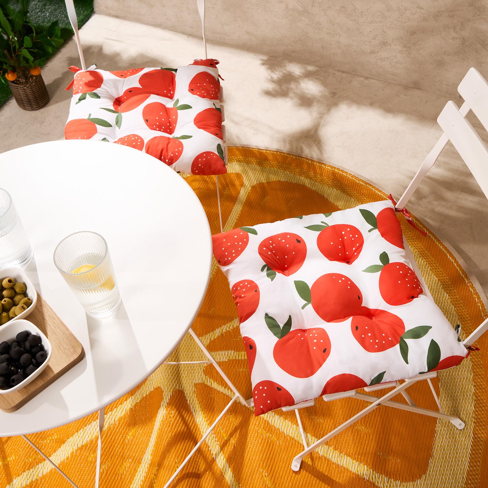 OHS Seat Pads 2 Water Resistant Outdoor Cushions Garden Chair Covers Ties