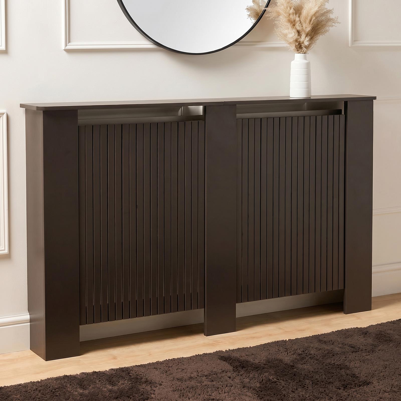 OHS Ribbed Radiator Cover Slatted Engineered Wood Side Board S M L Cabinet Shelf