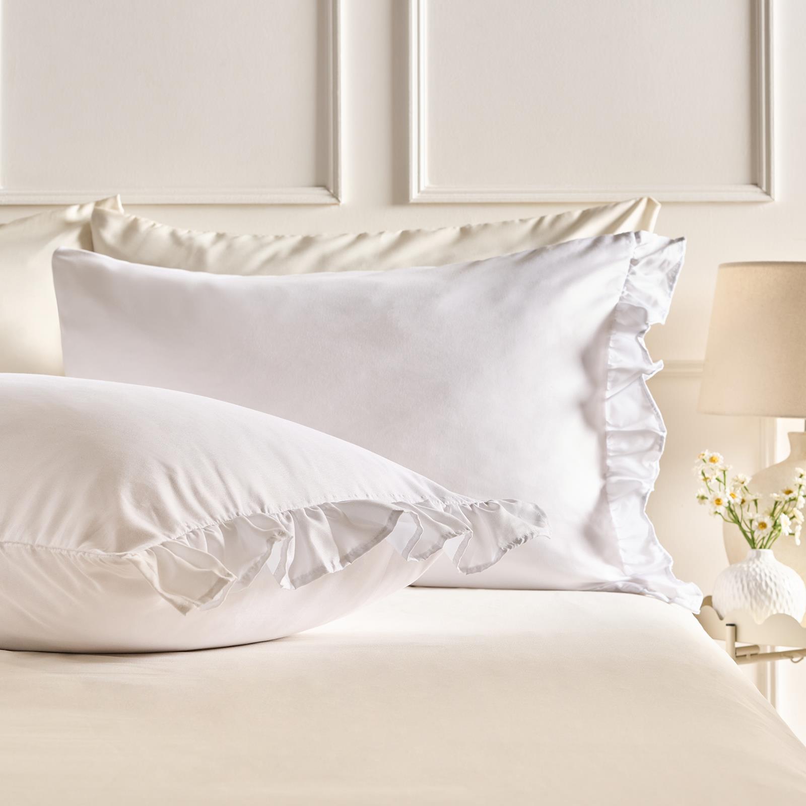 OHS Frill Edge Bedding Set Microfibre Decor Duvet Cover with Pillowcase