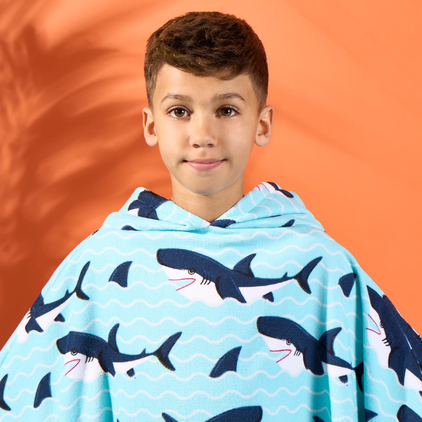 Kids Poncho Beach Towel Hooded Quick Dry Microfibre Holiday Swimming Absorbent - Picture 80 of 139